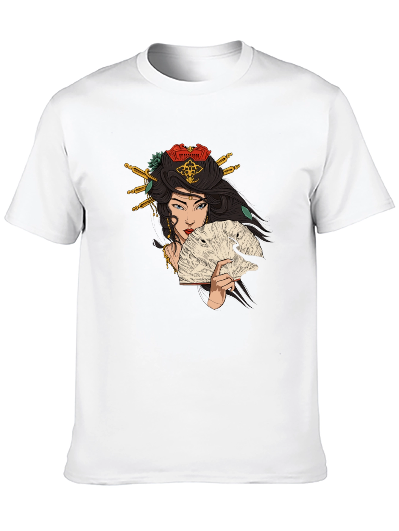 Geisha Art Graphic T-Shirt - Black