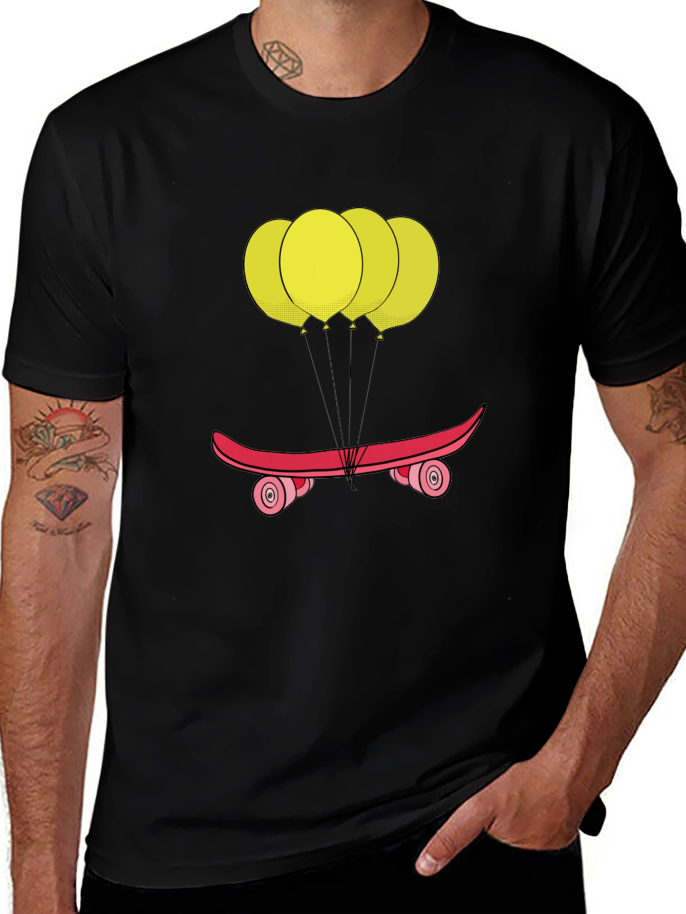 Skateboard Balloons Graphic Tee - Casual Comfort