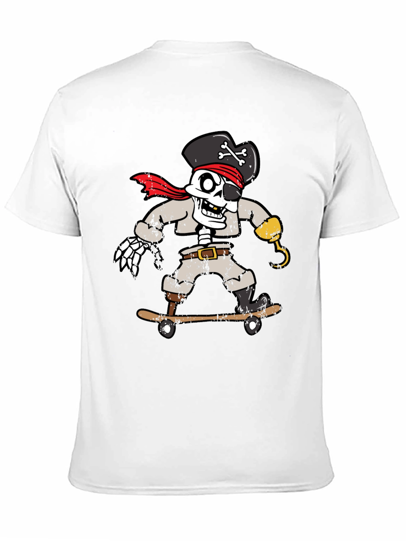 Skateboarding Pirate Skeleton Graphic Tee