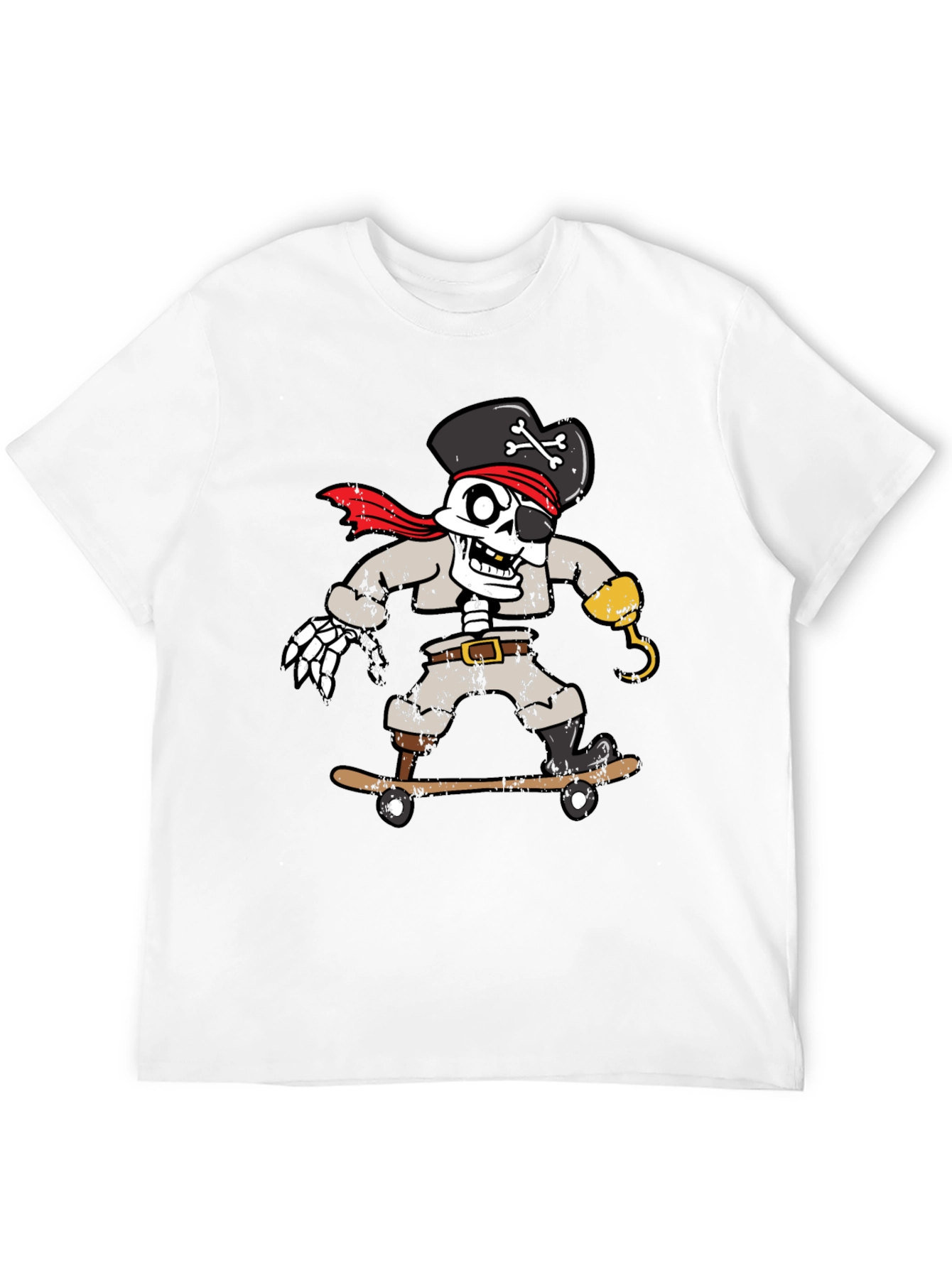 Skateboarding Pirate Skeleton Graphic Tee
