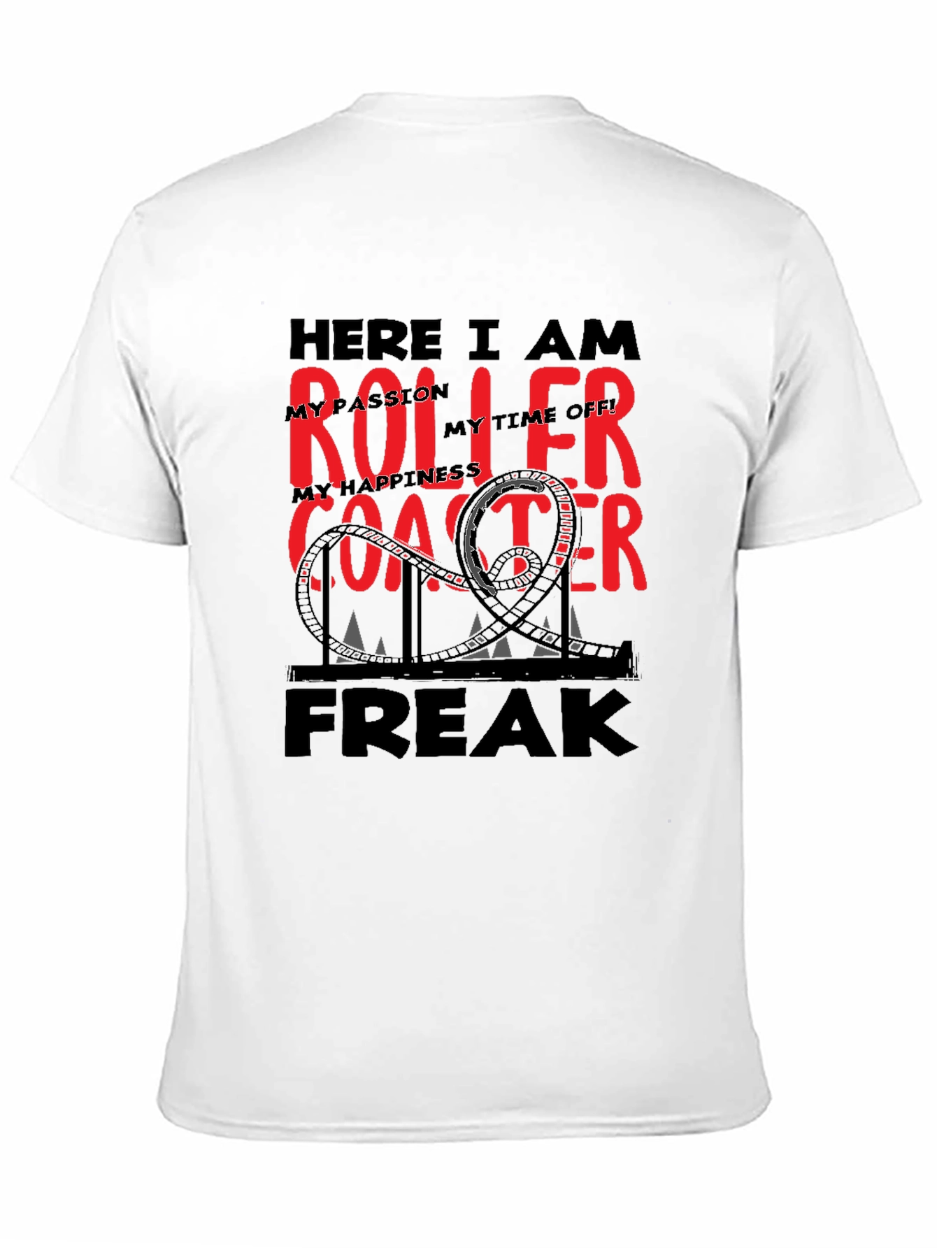 Roller Coaster Freak Graphic T-Shirt - Black