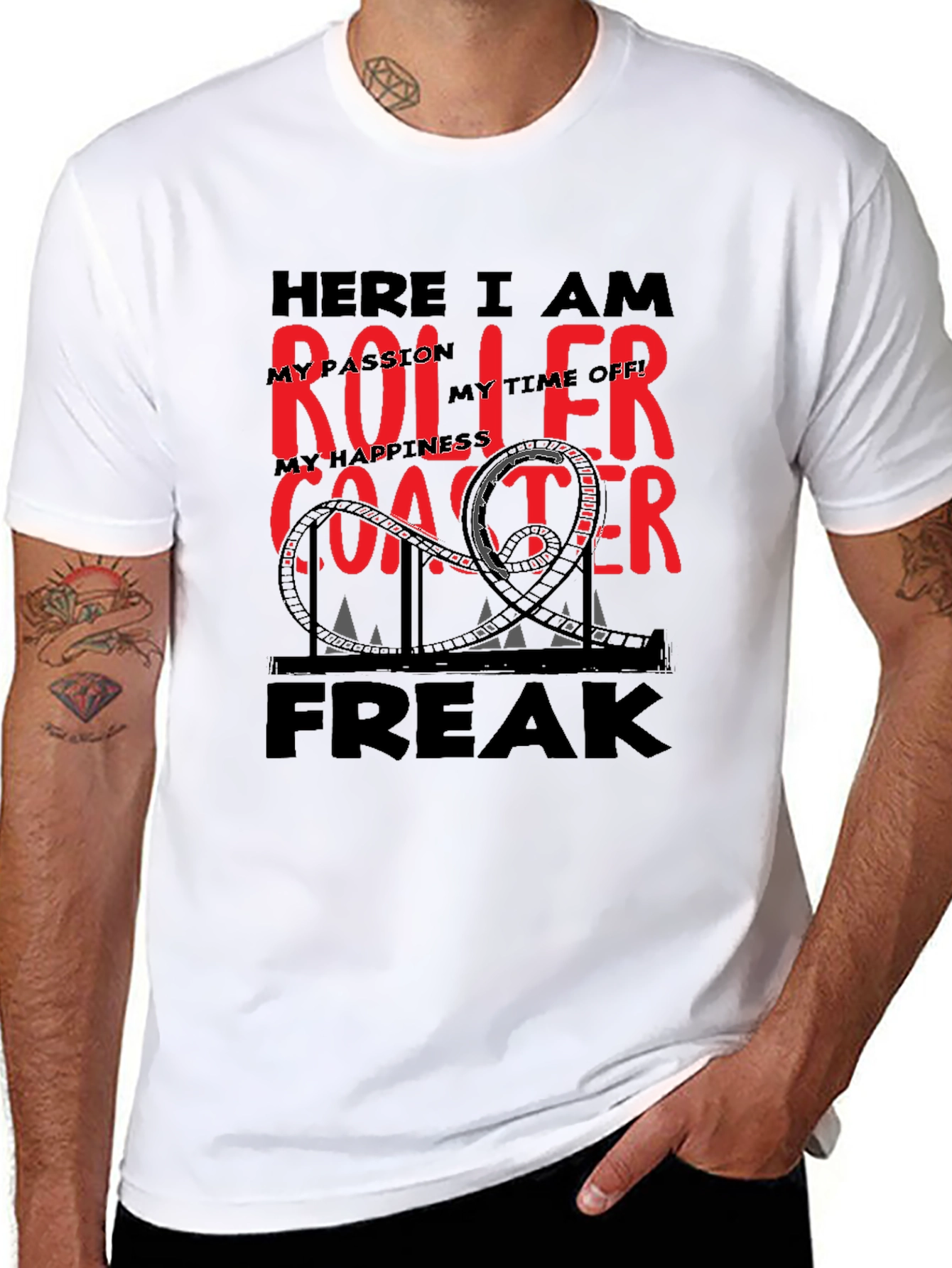 Roller Coaster Freak Graphic T-Shirt - Black