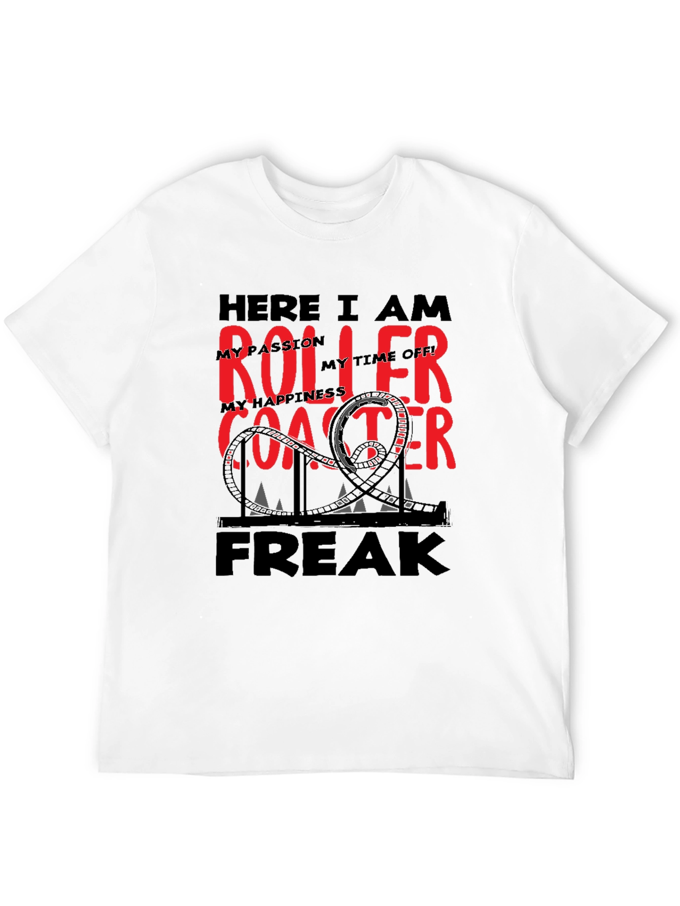 Roller Coaster Freak Graphic T-Shirt - Black