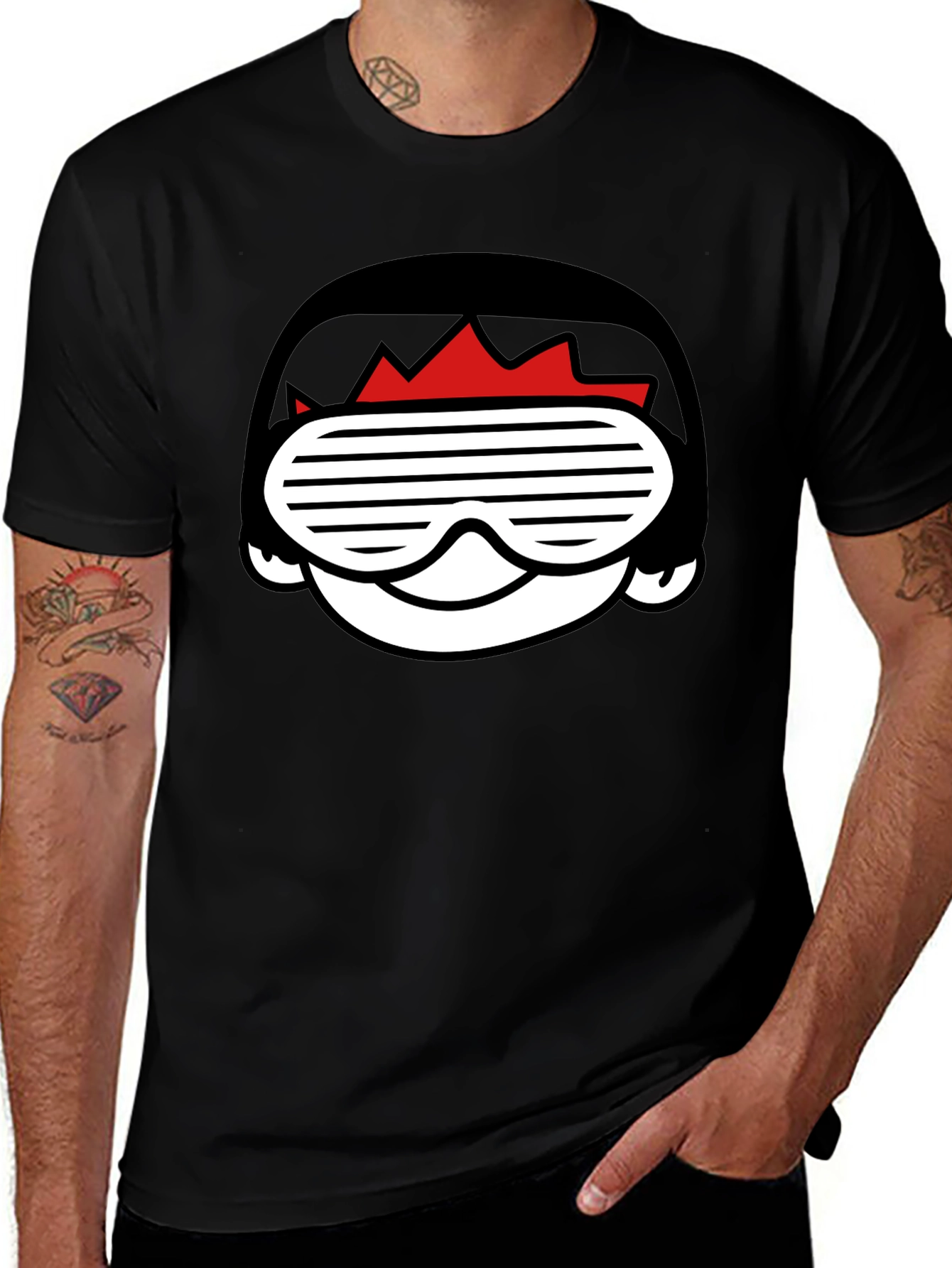 Cool Cartoon Graphic Black T-Shirt for Men