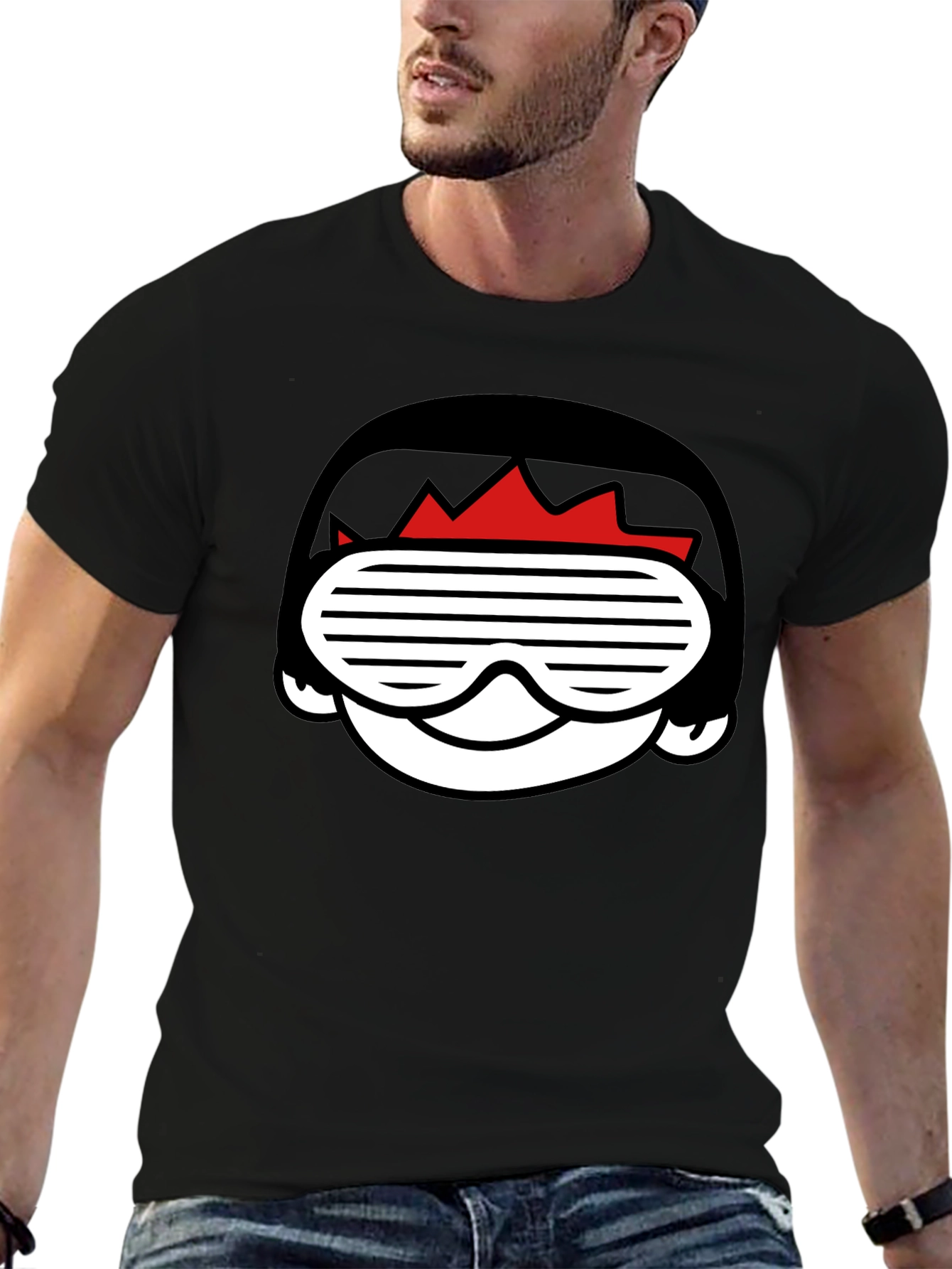 Cool Cartoon Graphic Black T-Shirt for Men