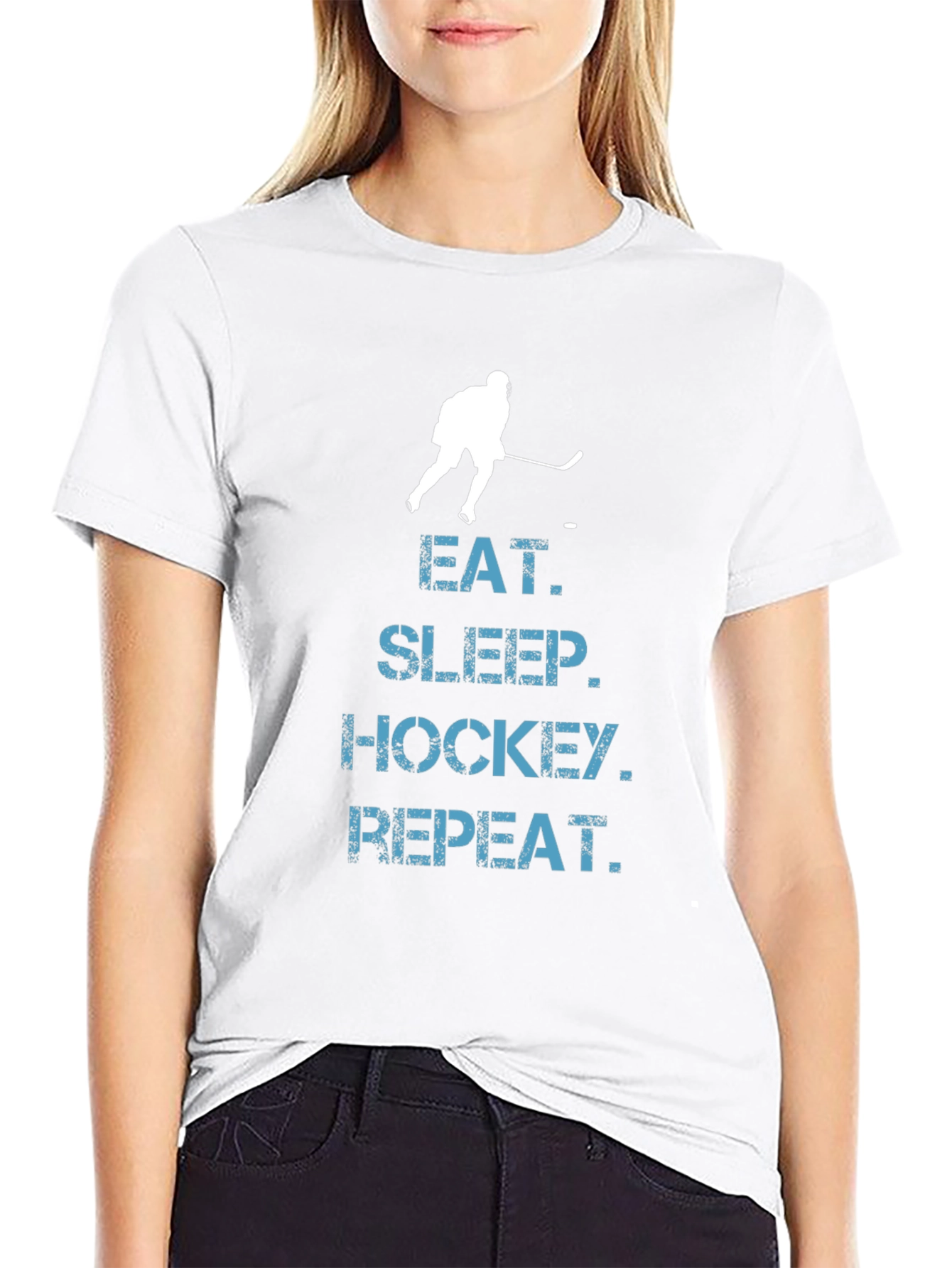 Eat Sleep Hockey Repeat T-Shirt - Black Graphic Tee