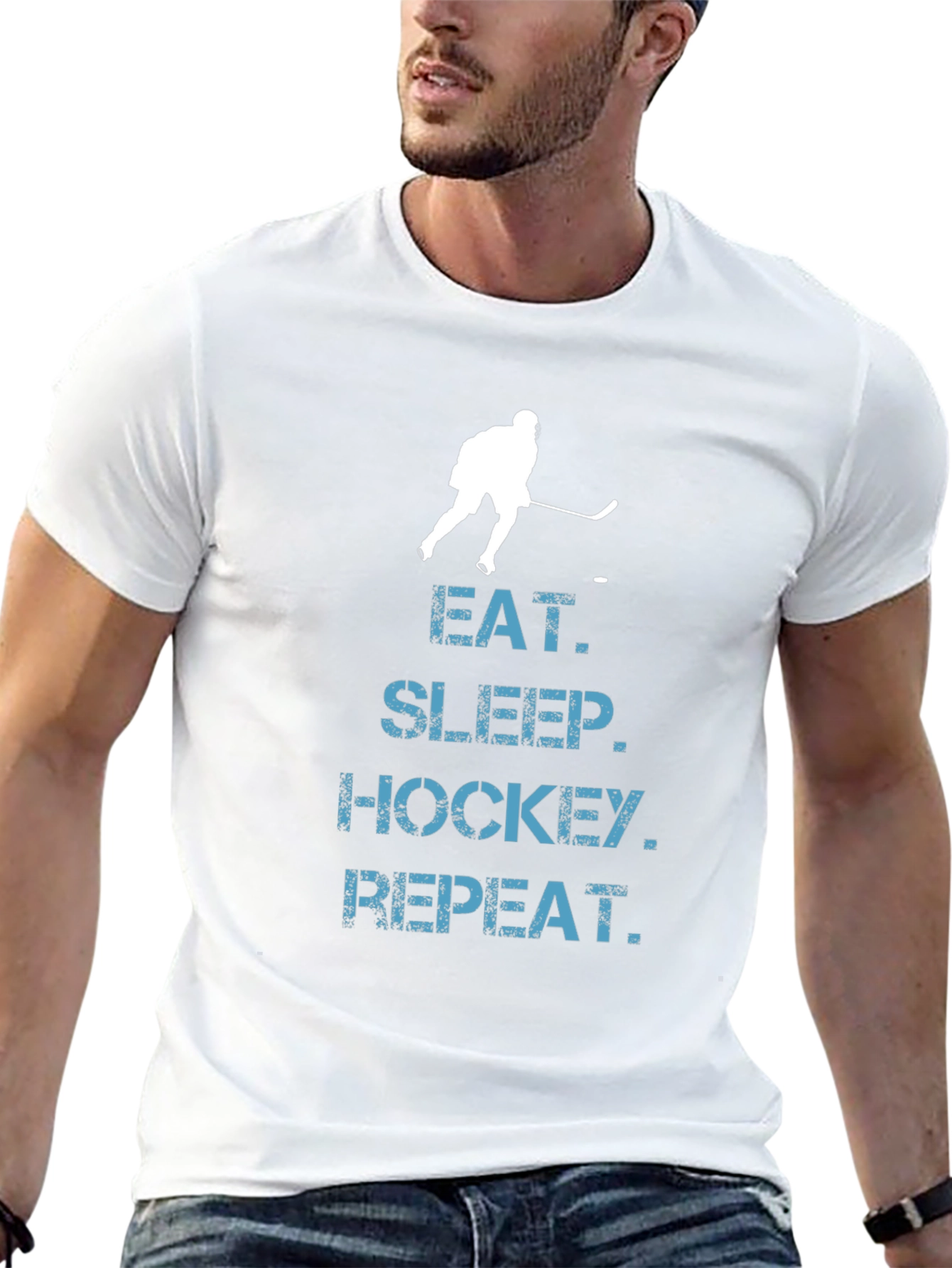 Eat Sleep Hockey Repeat T-Shirt - Black Graphic Tee