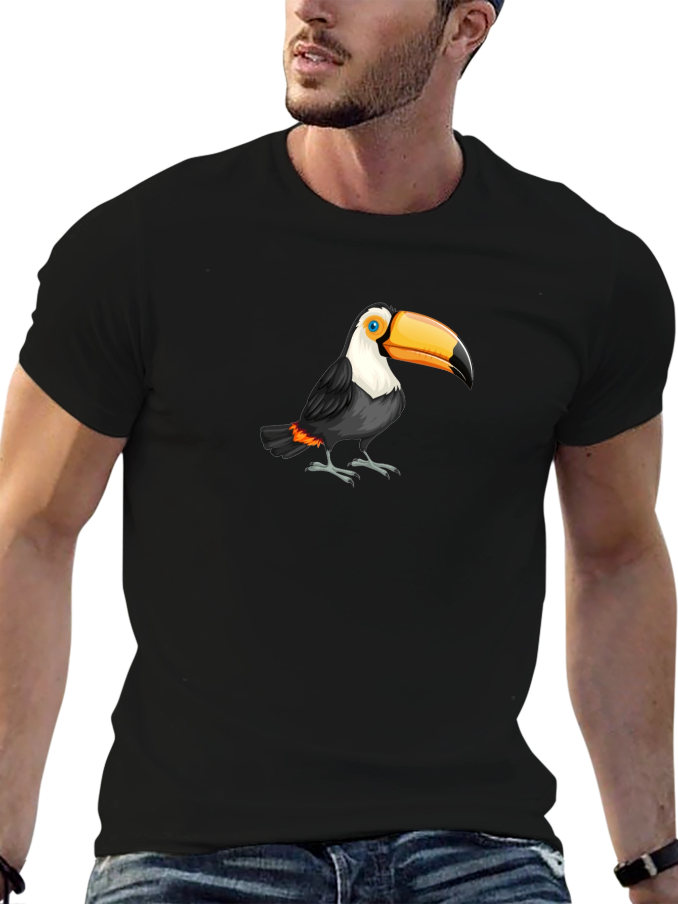 Toucan Graphic Print Black T-Shirt