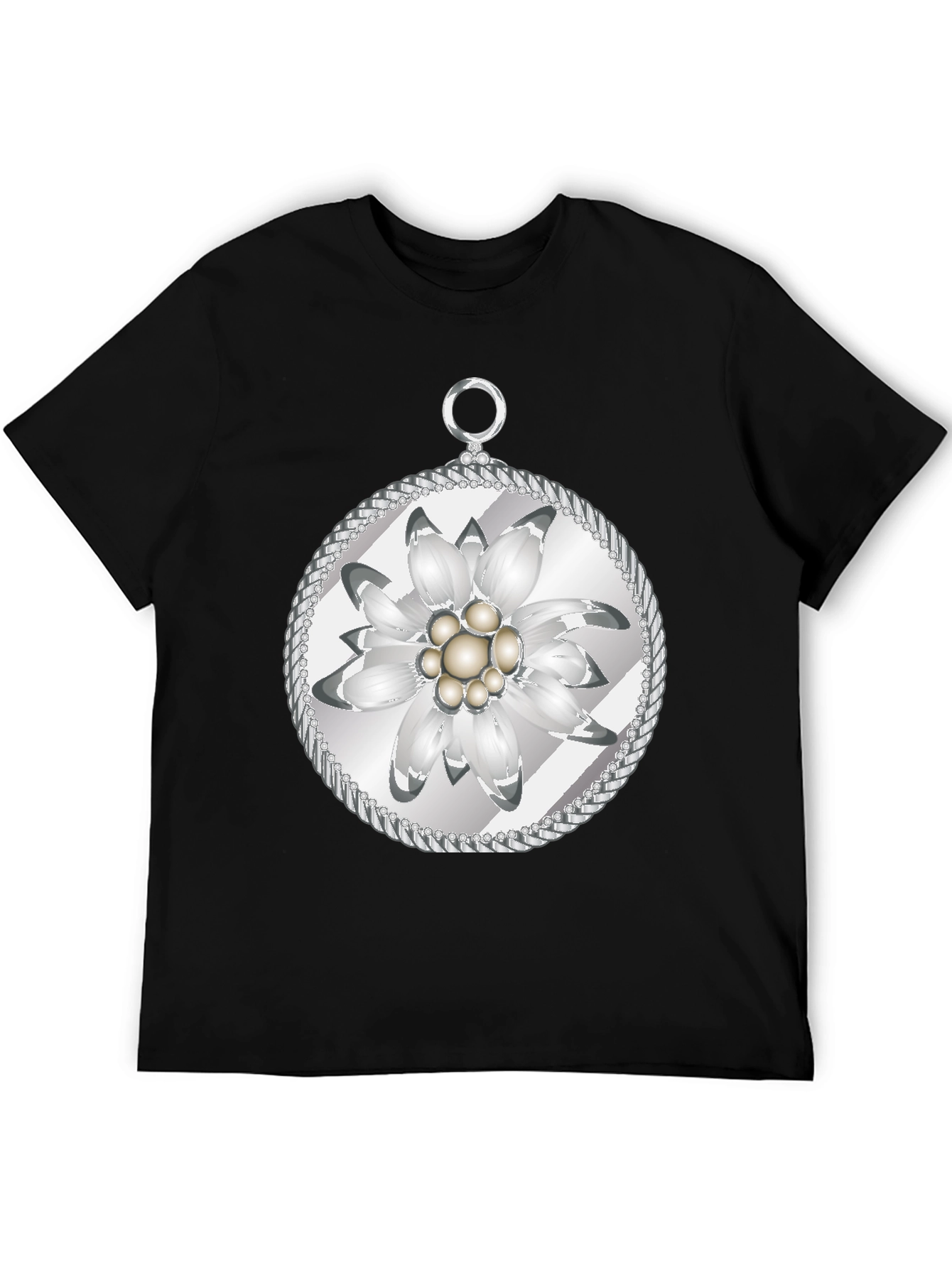 Edelweiss Flower T-Shirt - Black Cotton Tee