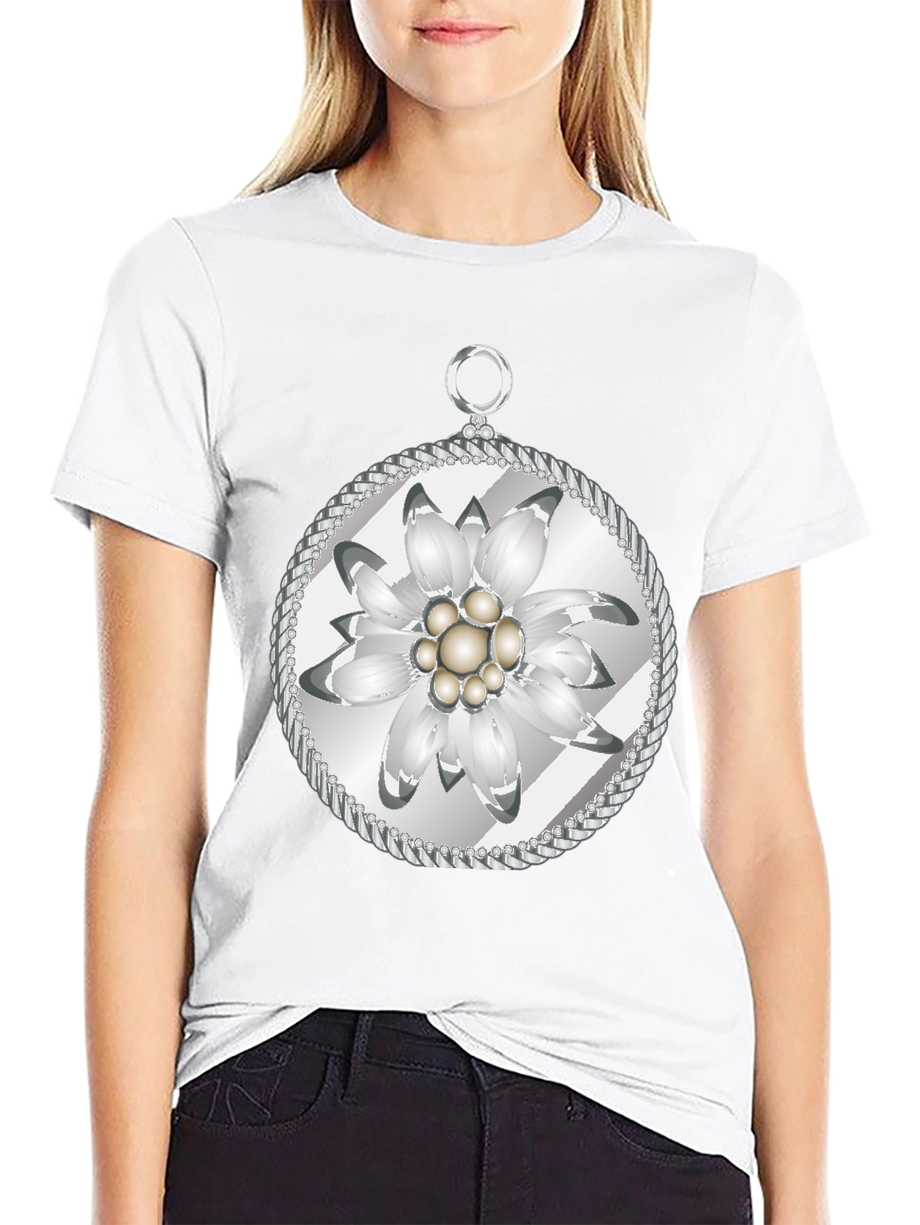 Edelweiss Flower T-Shirt - Black Cotton Tee