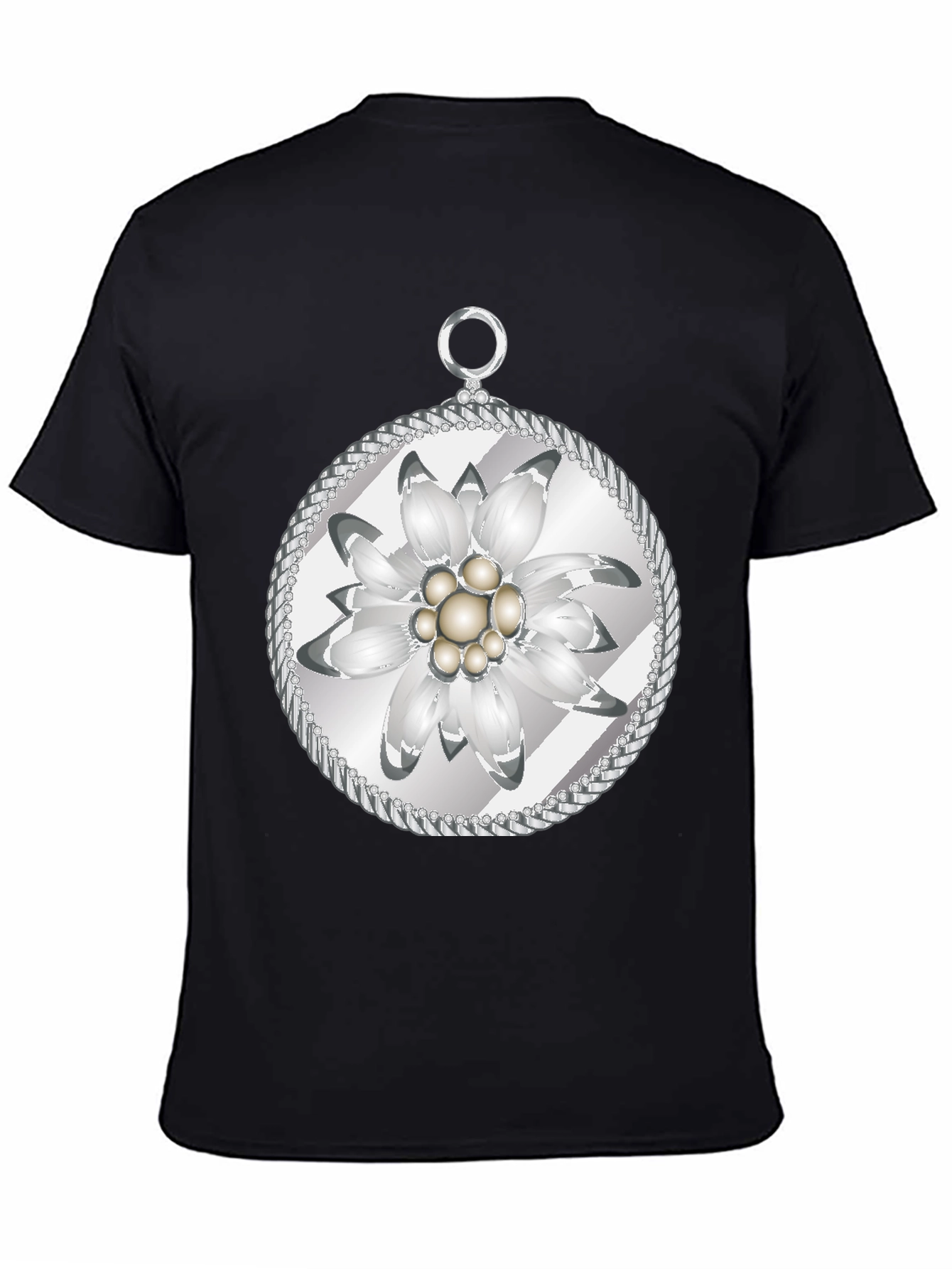 Edelweiss Flower T-Shirt - Black Cotton Tee