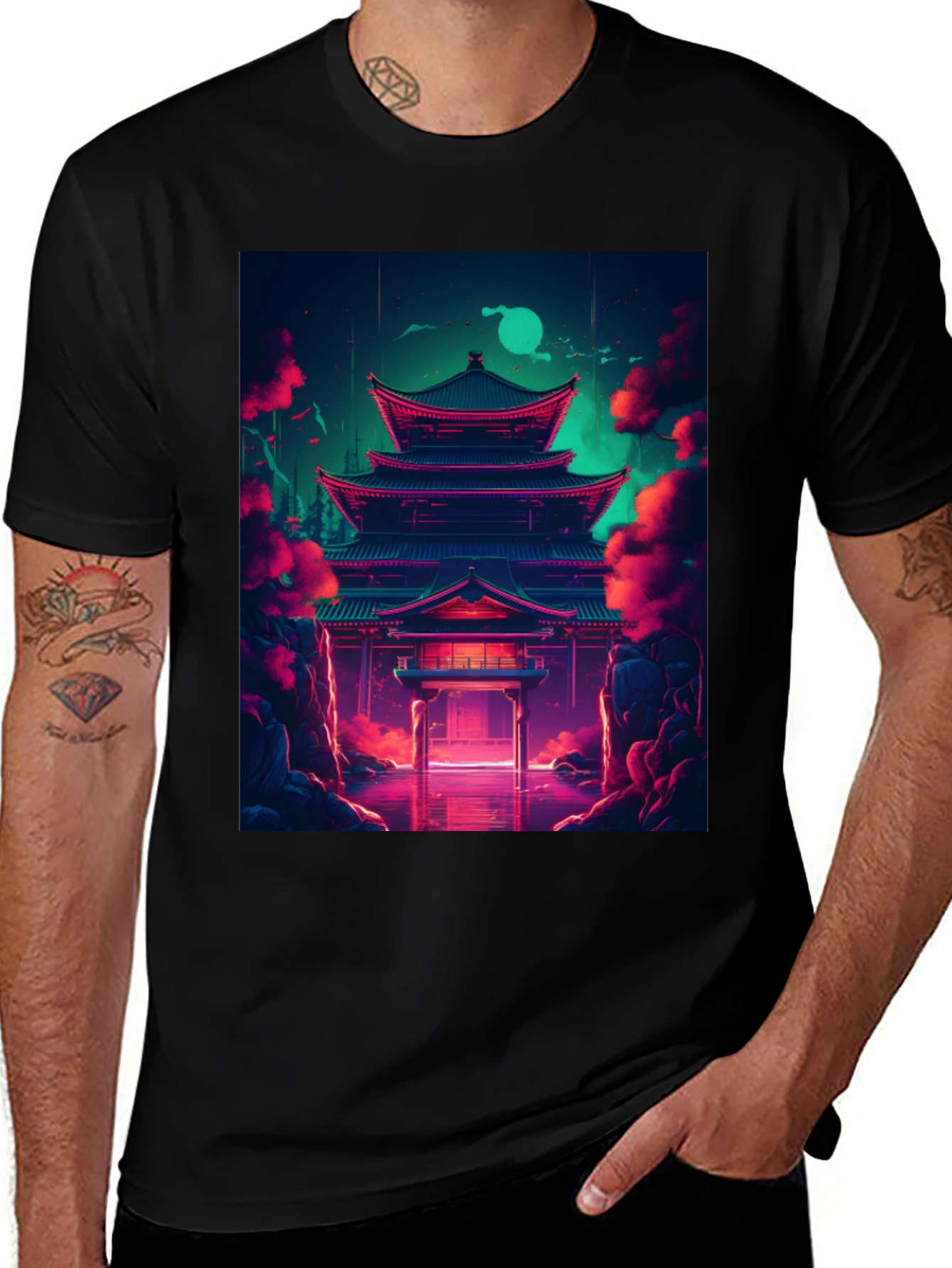Neon Temple Graphic Tee