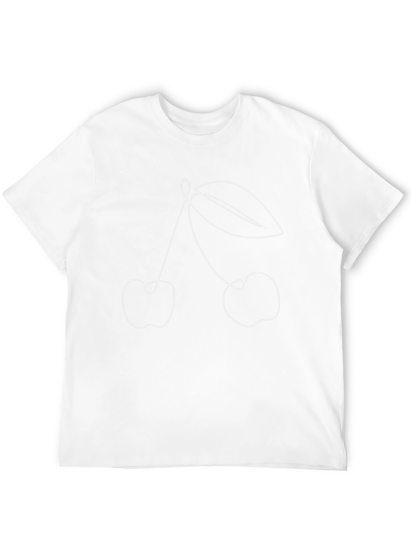 Minimalist Cherry Line Art Black T-Shirt