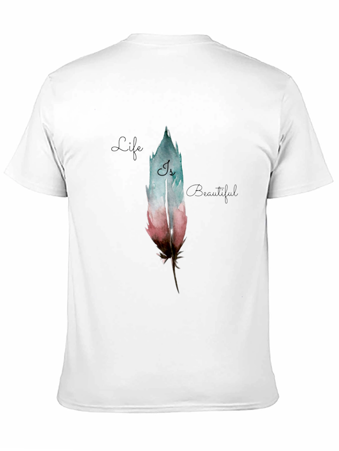 Feather Graphic Black T-Shirt - Life is Beautiful
