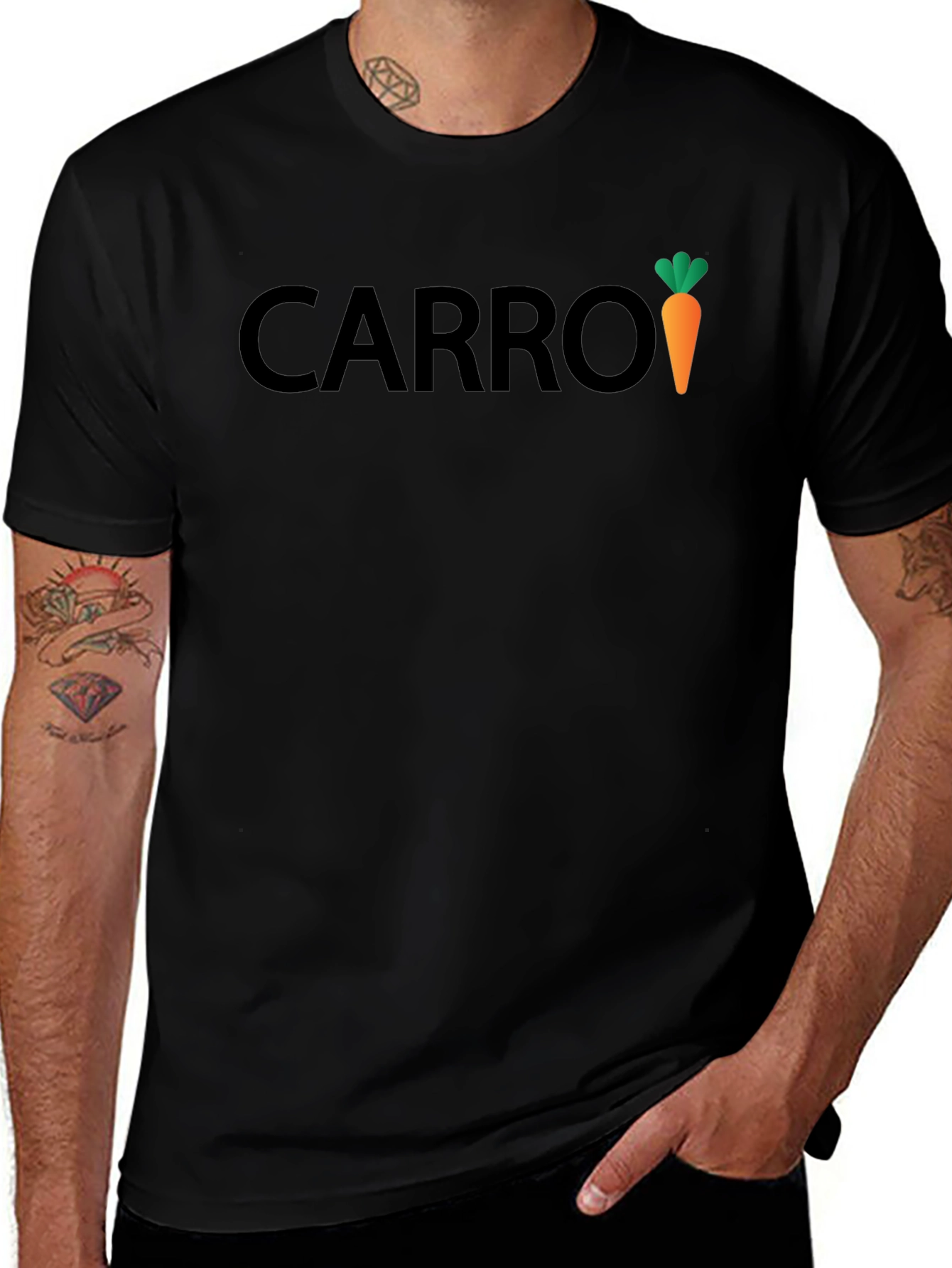 Carrot Graphic Print Black T-Shirt