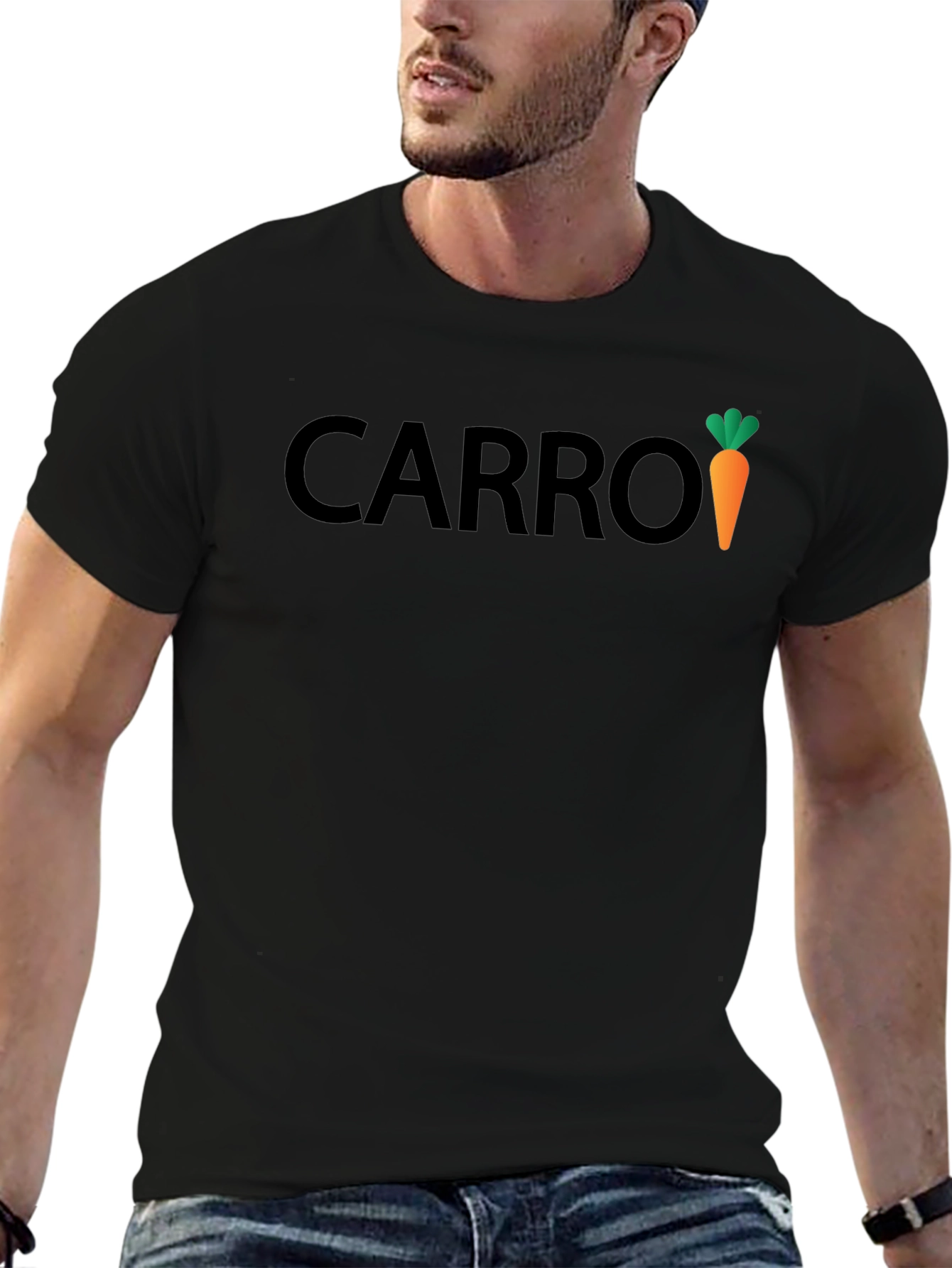 Carrot Graphic Print Black T-Shirt
