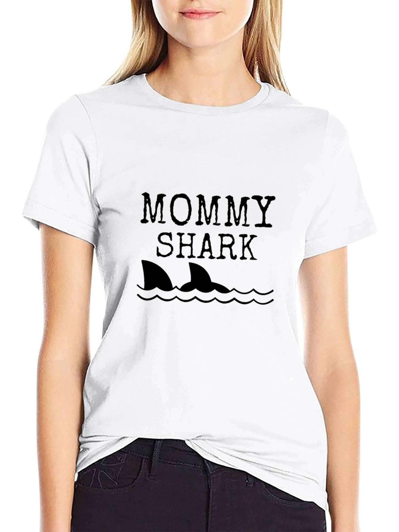 Mommy Shark Graphic Tee - Black Cotton T-Shirt