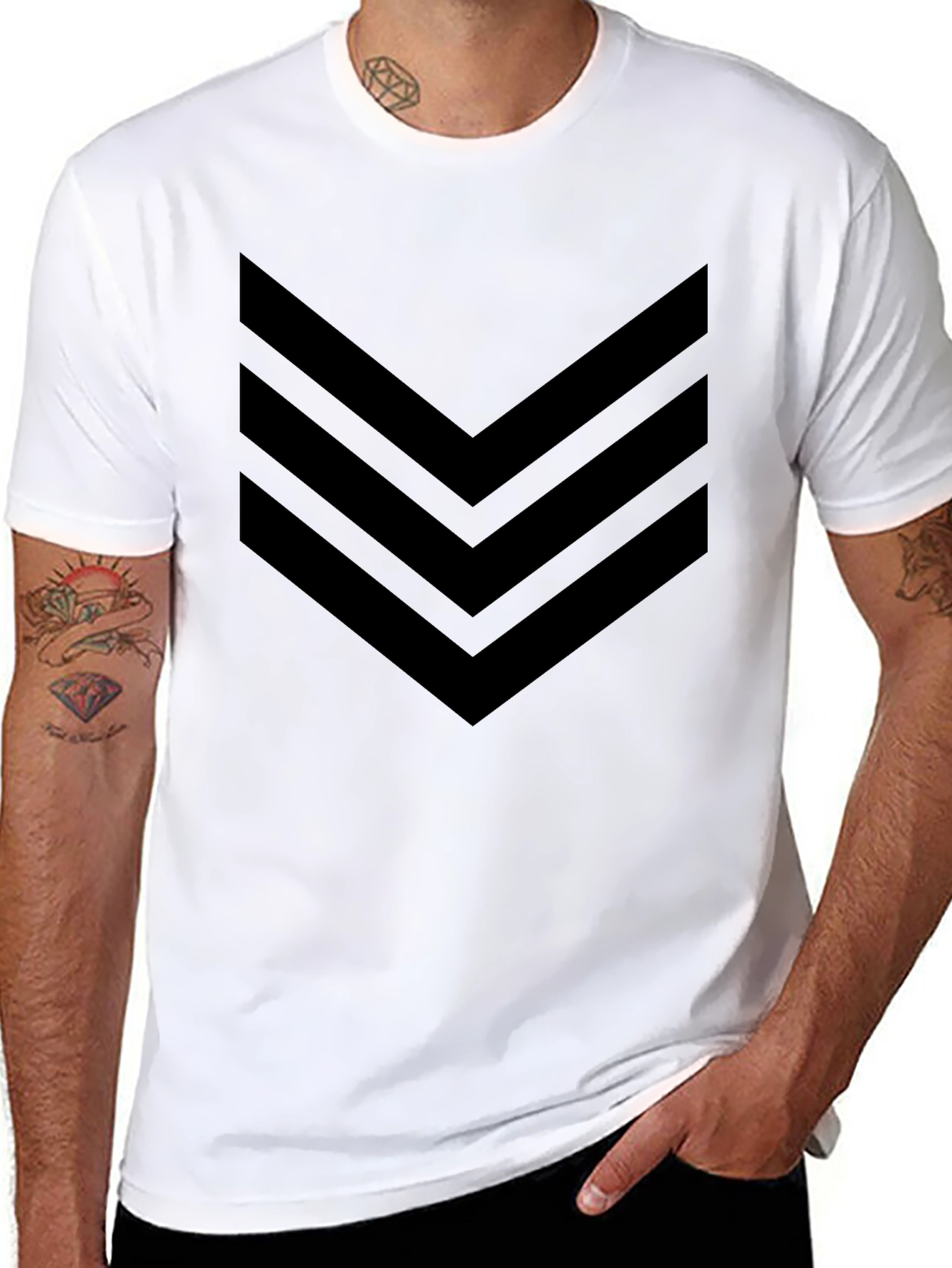 Black Chevron Graphic T-Shirt for Men