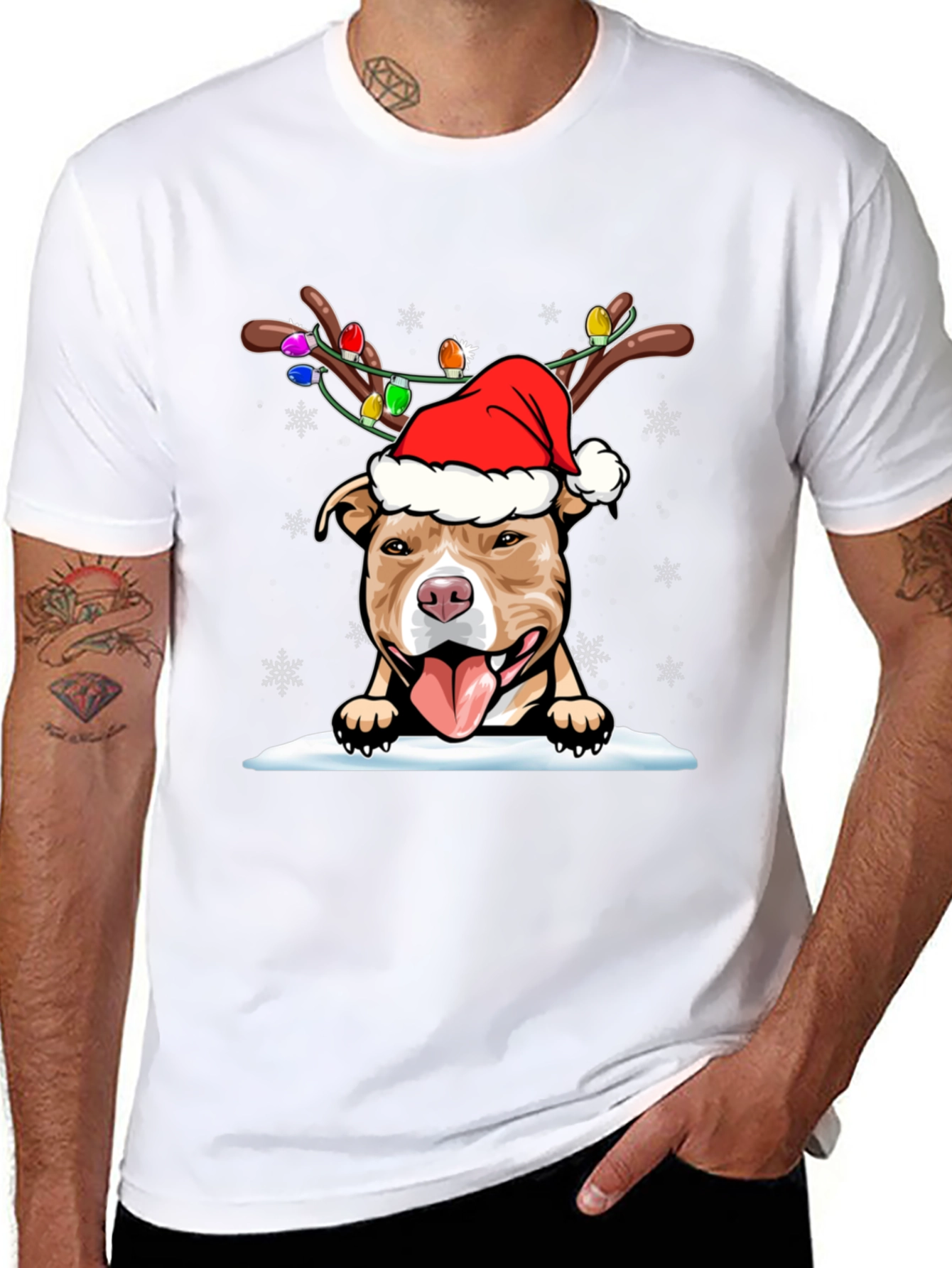 Festive Pitbull Christmas T-Shirt