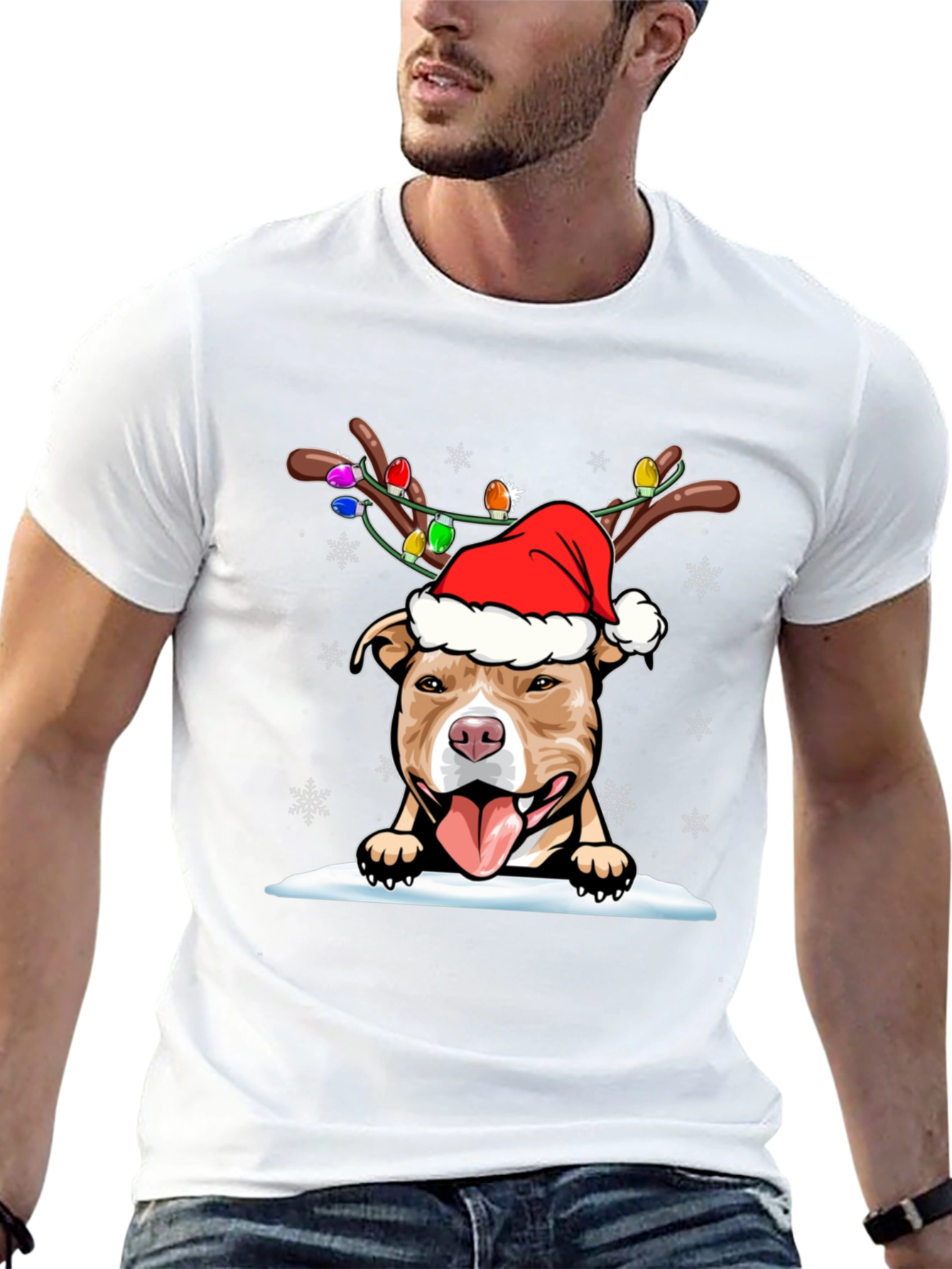 Festive Pitbull Christmas T-Shirt