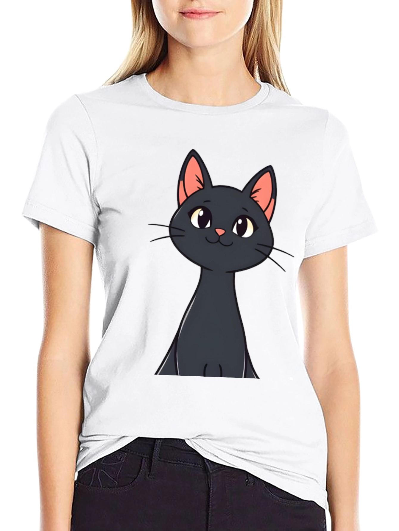 Black Cat Cartoon T-Shirt - Mens