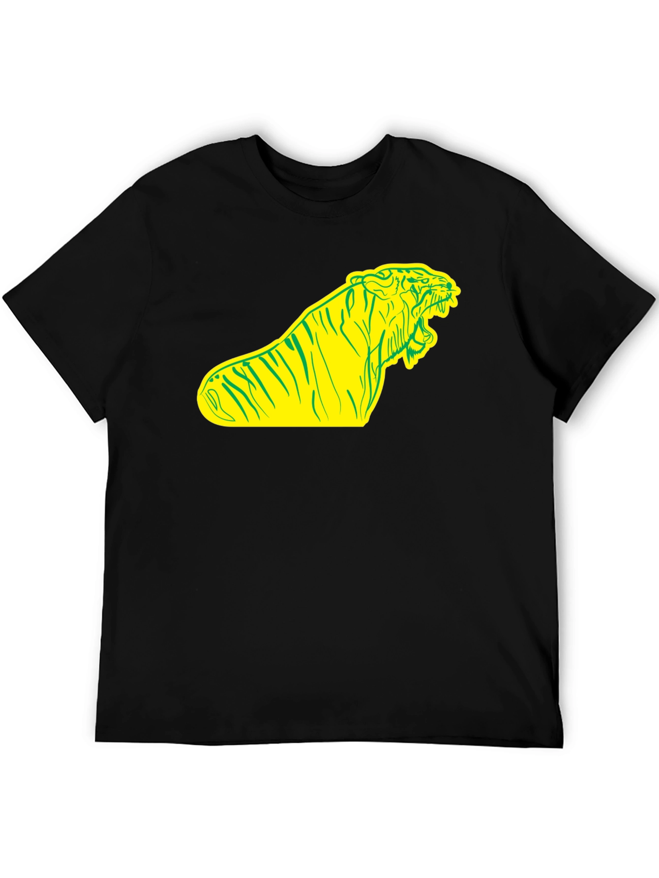 Bold Tiger Graphic Tee - Black Cotton T-Shirt