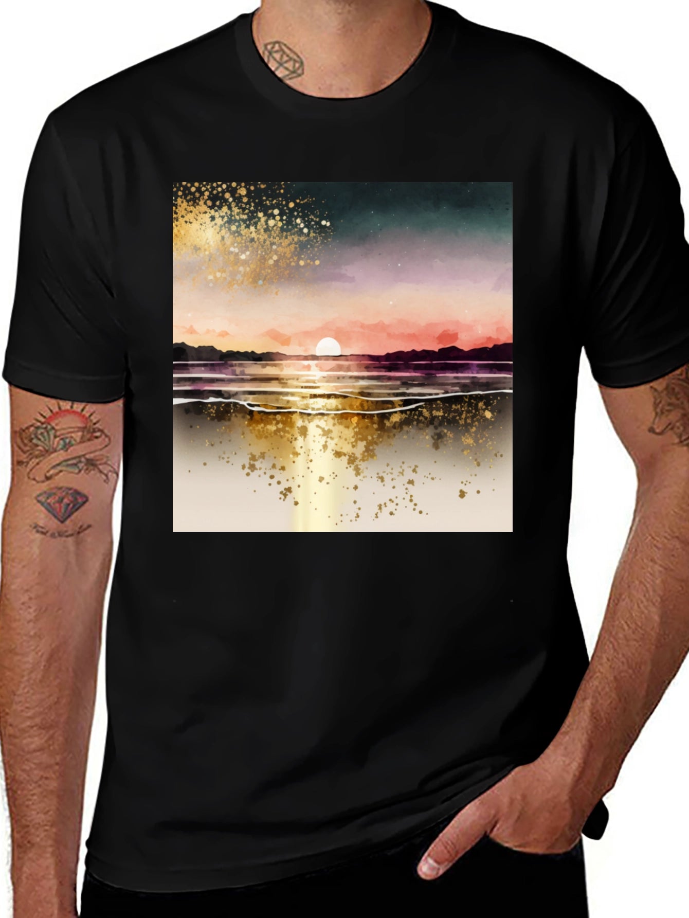 Sunset Beach T-Shirt - Artistic Graphic Tee