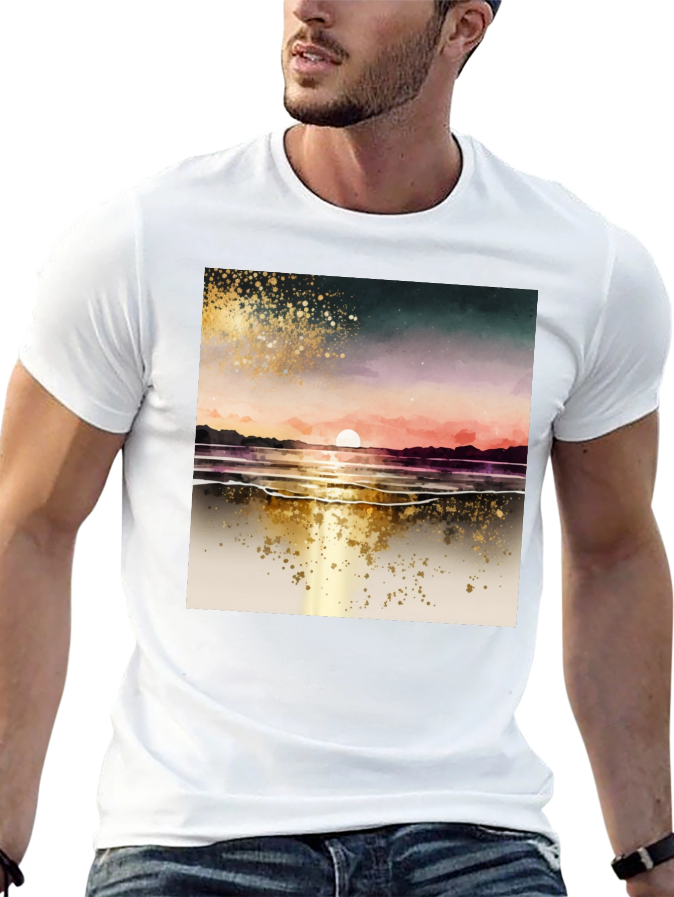 Sunset Beach T-Shirt - Artistic Graphic Tee