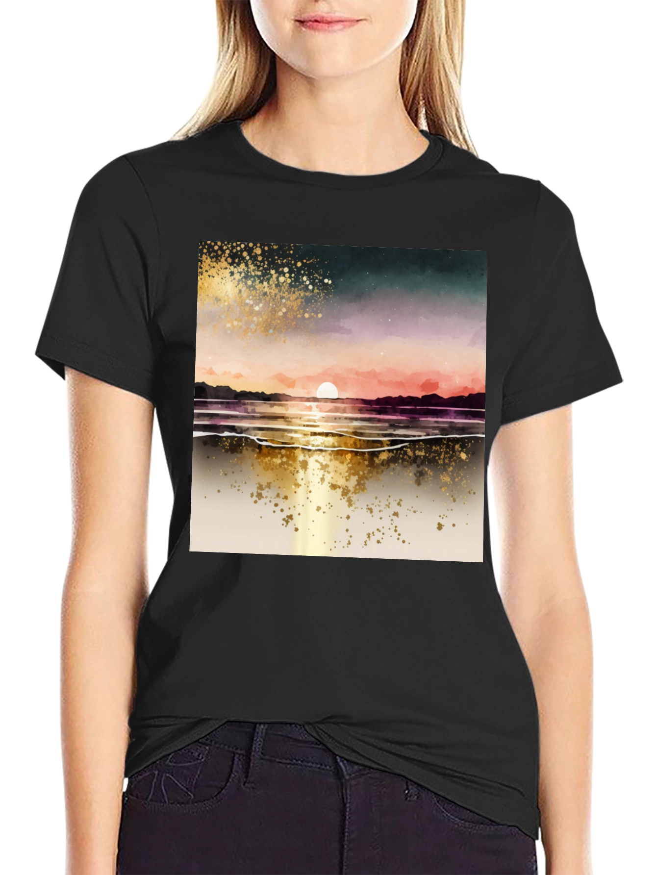 Sunset Beach T-Shirt - Artistic Graphic Tee