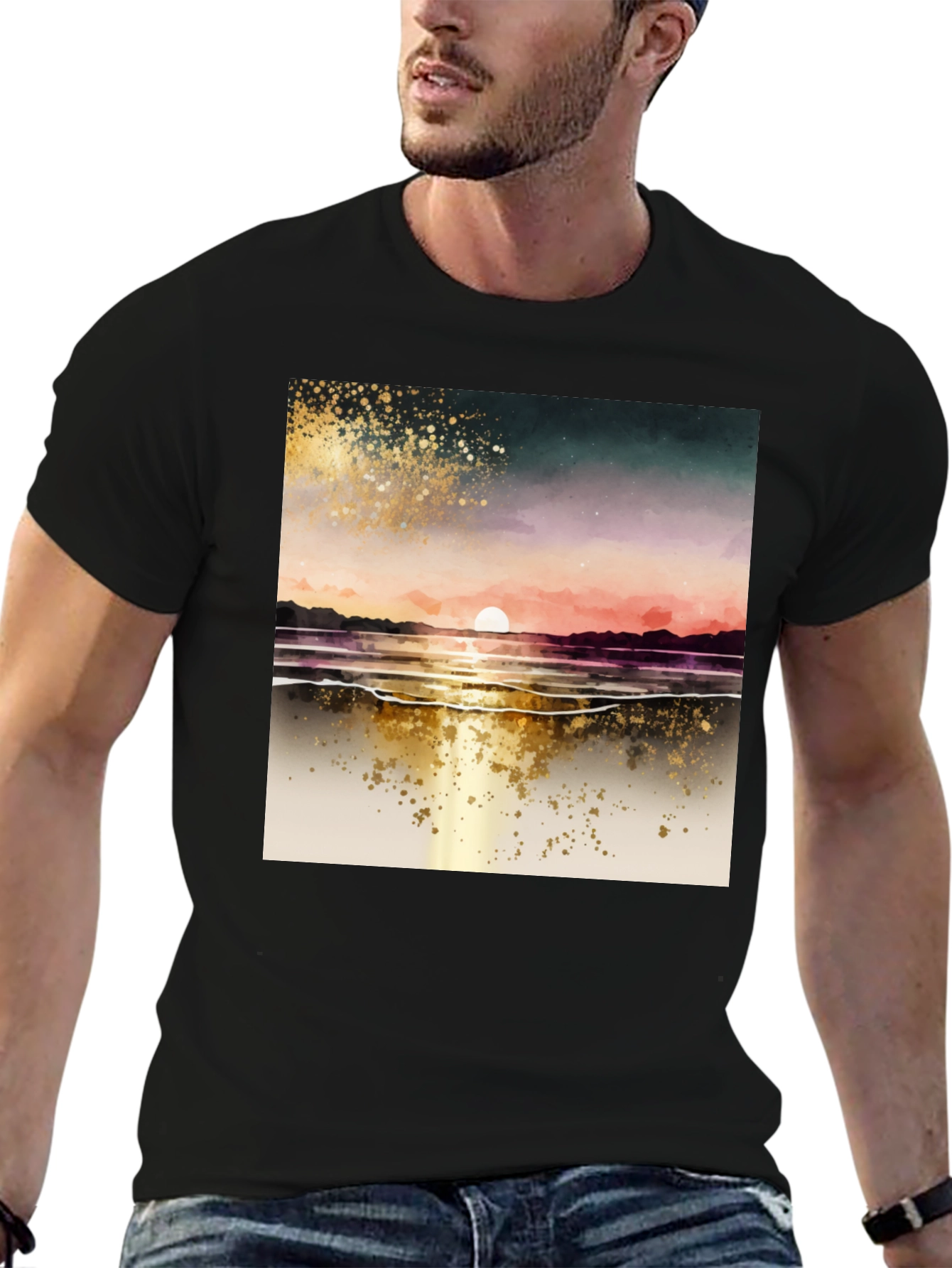 Sunset Beach T-Shirt - Artistic Graphic Tee