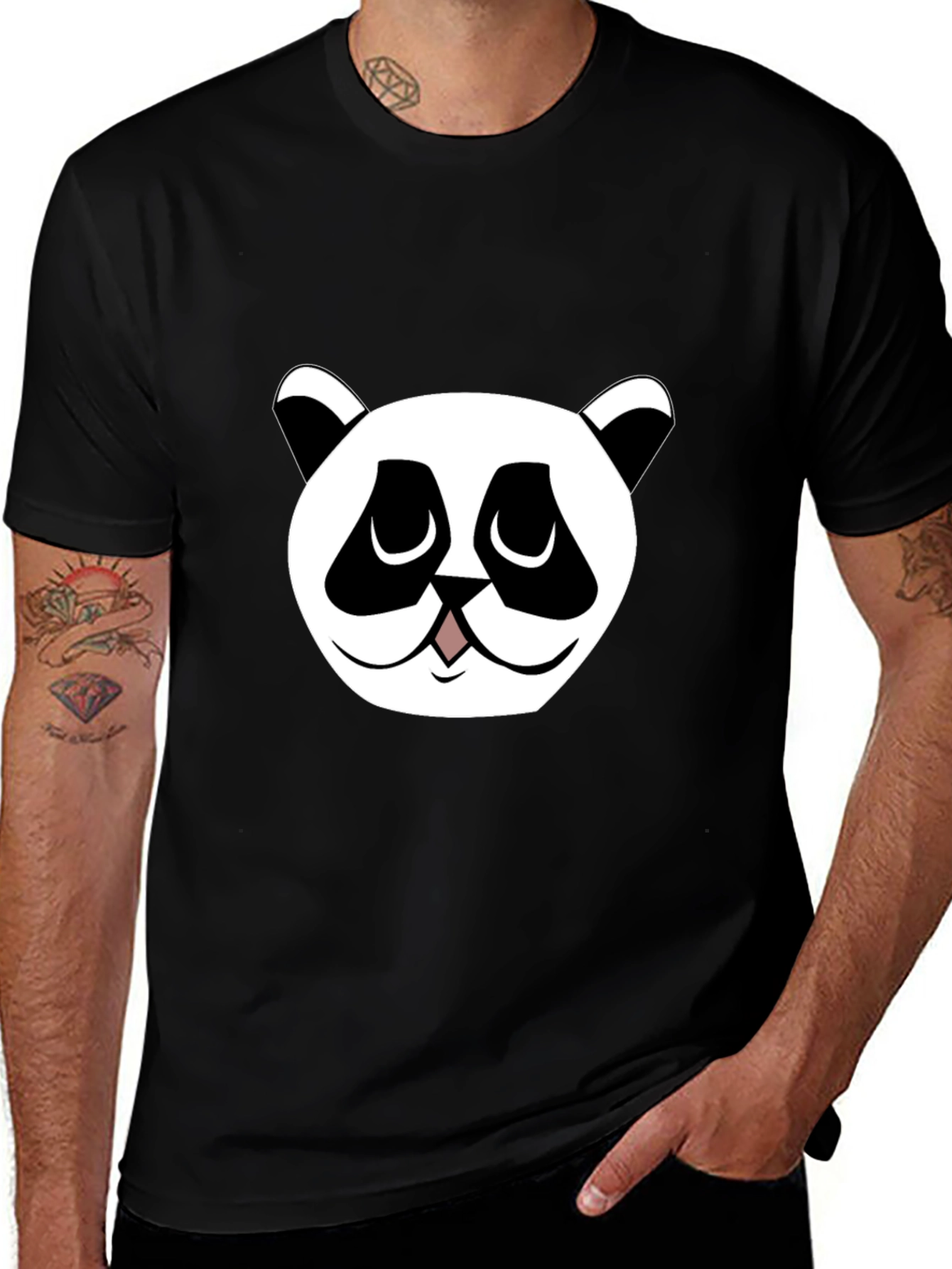 Panda Graphic Tee - Black Cotton Blend