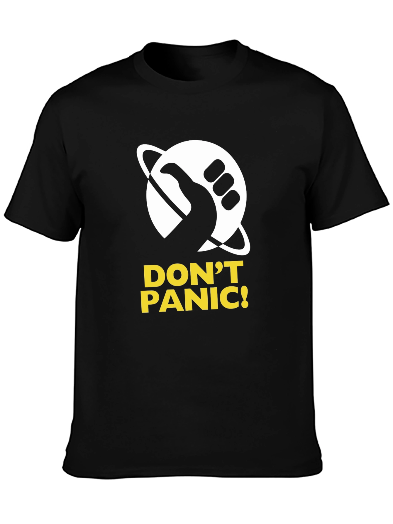 Dont Panic! Graphic Print Black T-Shirt