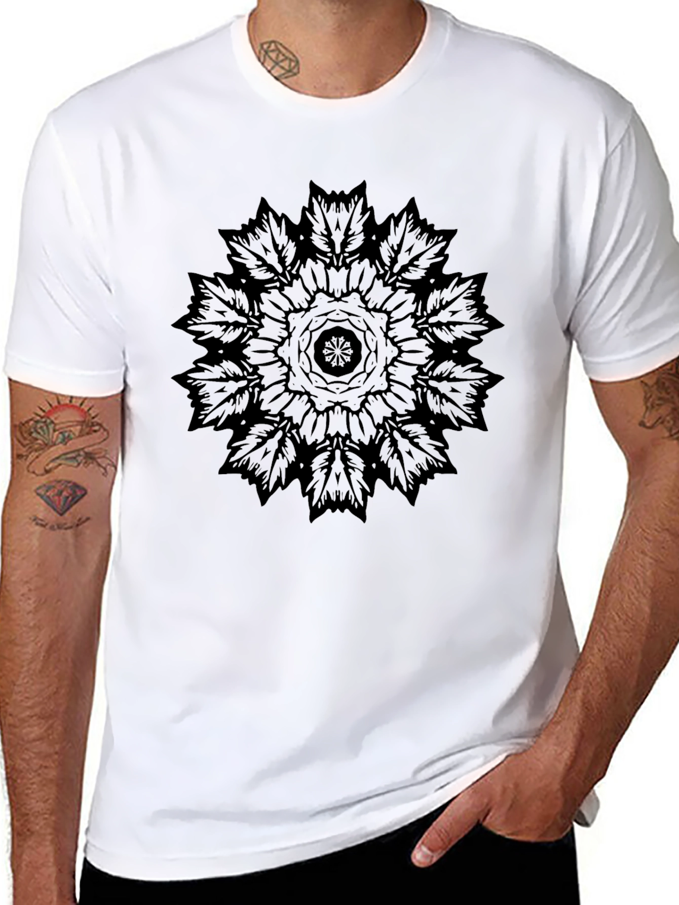 Black Mandala Graphic Tee - Casual Comfort