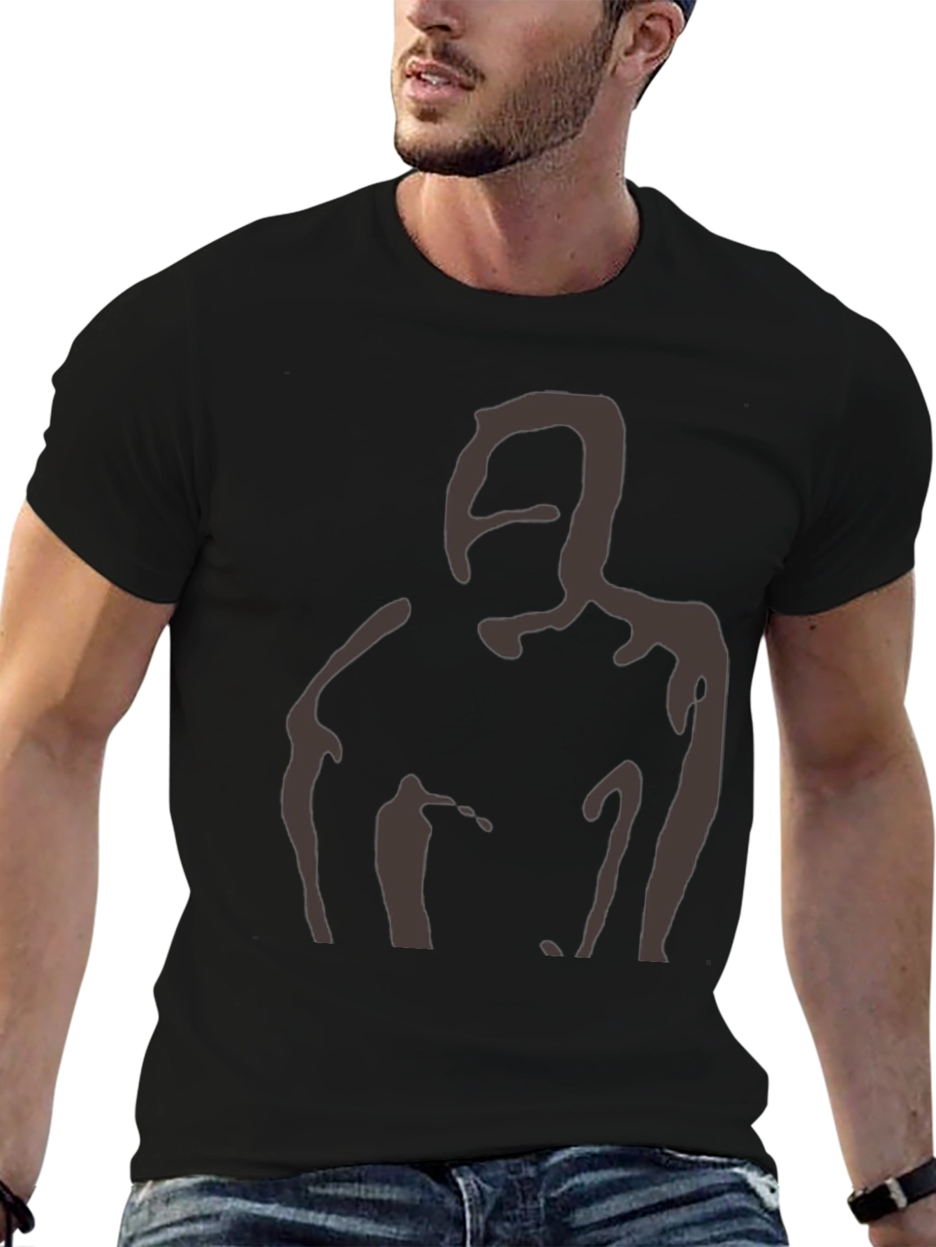Abstract Silhouette Graphic Tee - Soft Black T-Shirt