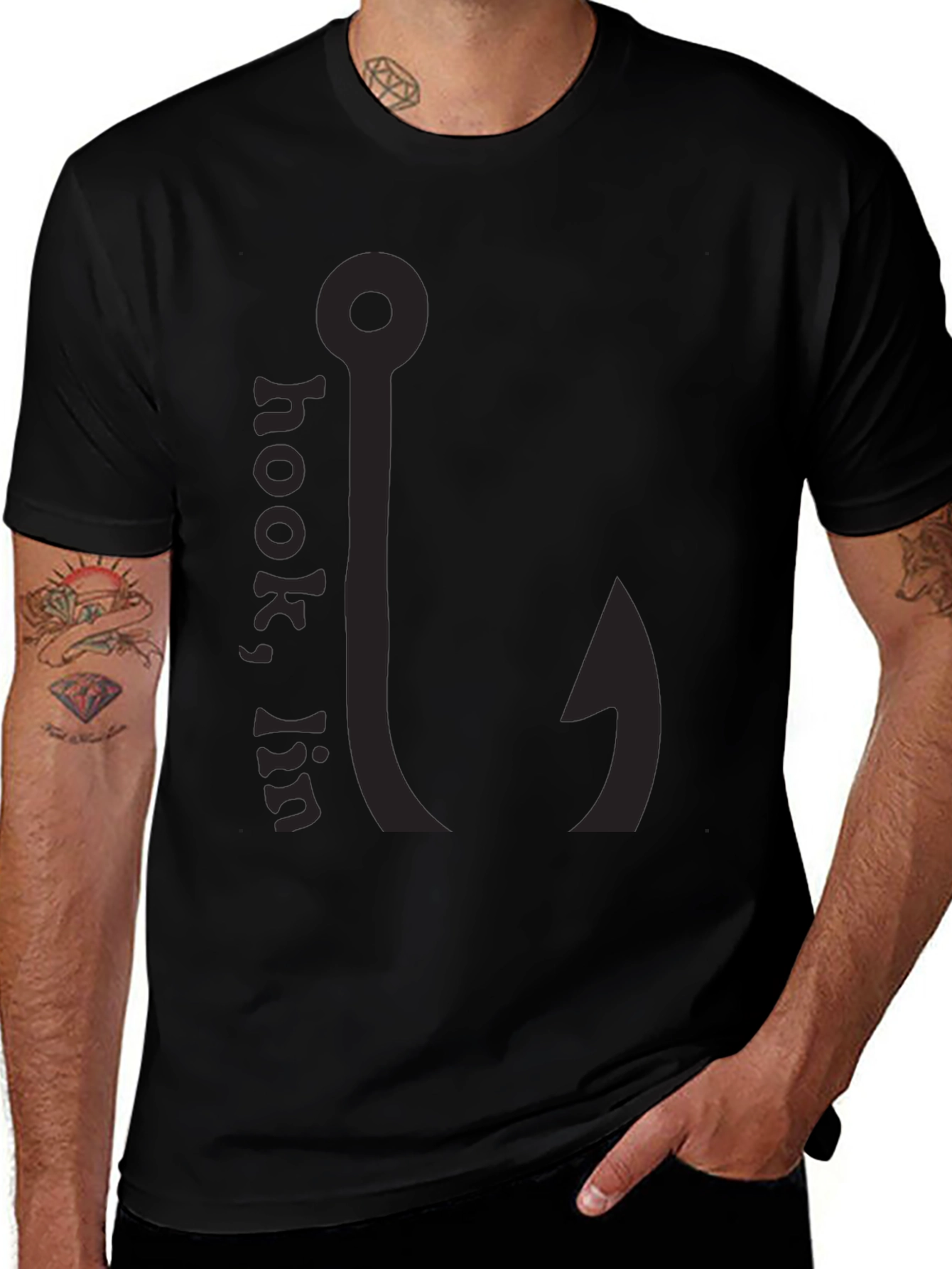 Mens Black Hookin T-Shirt