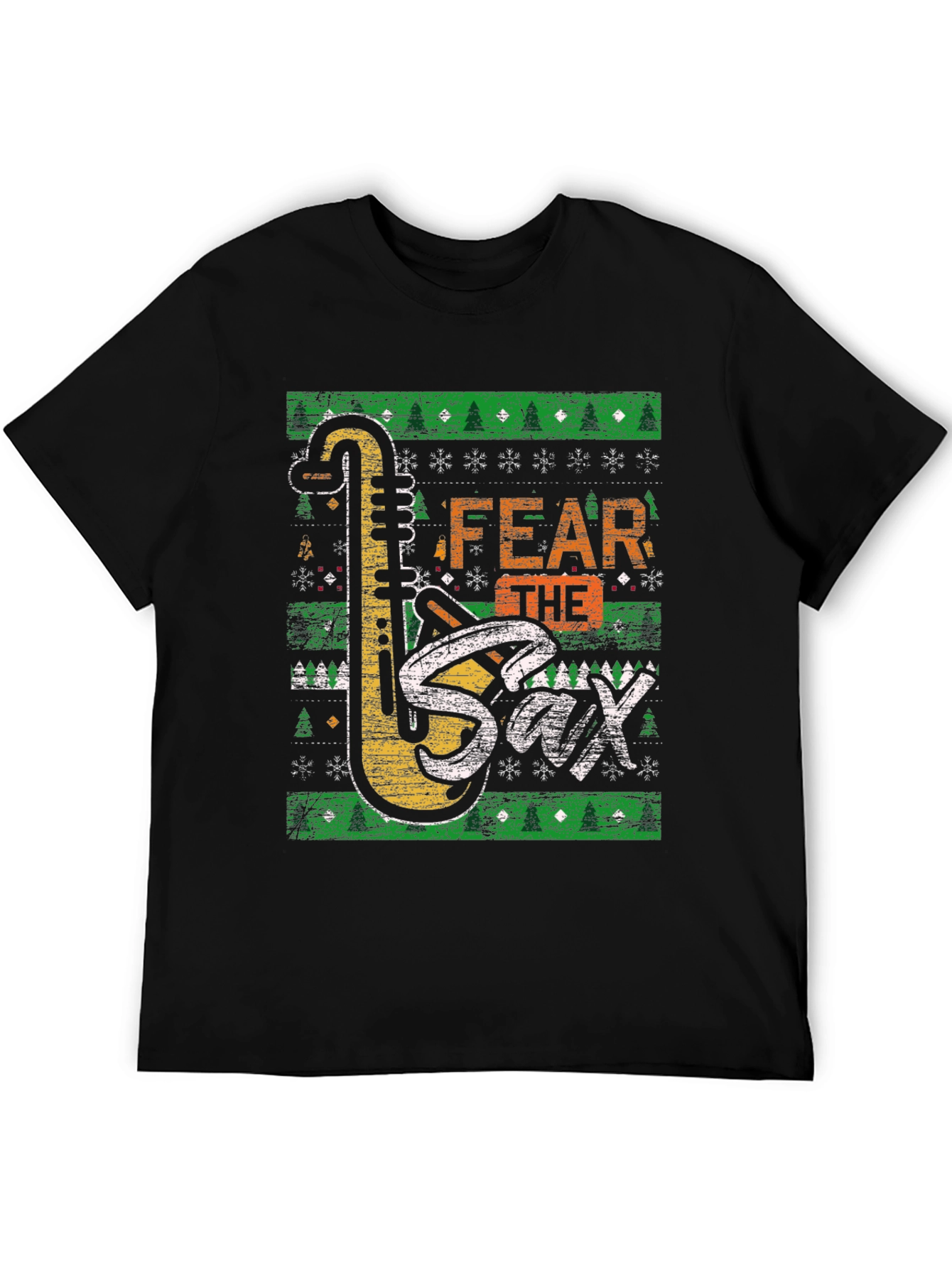 Fear the Sax Ugly Christmas Sweater Style T-Shirt