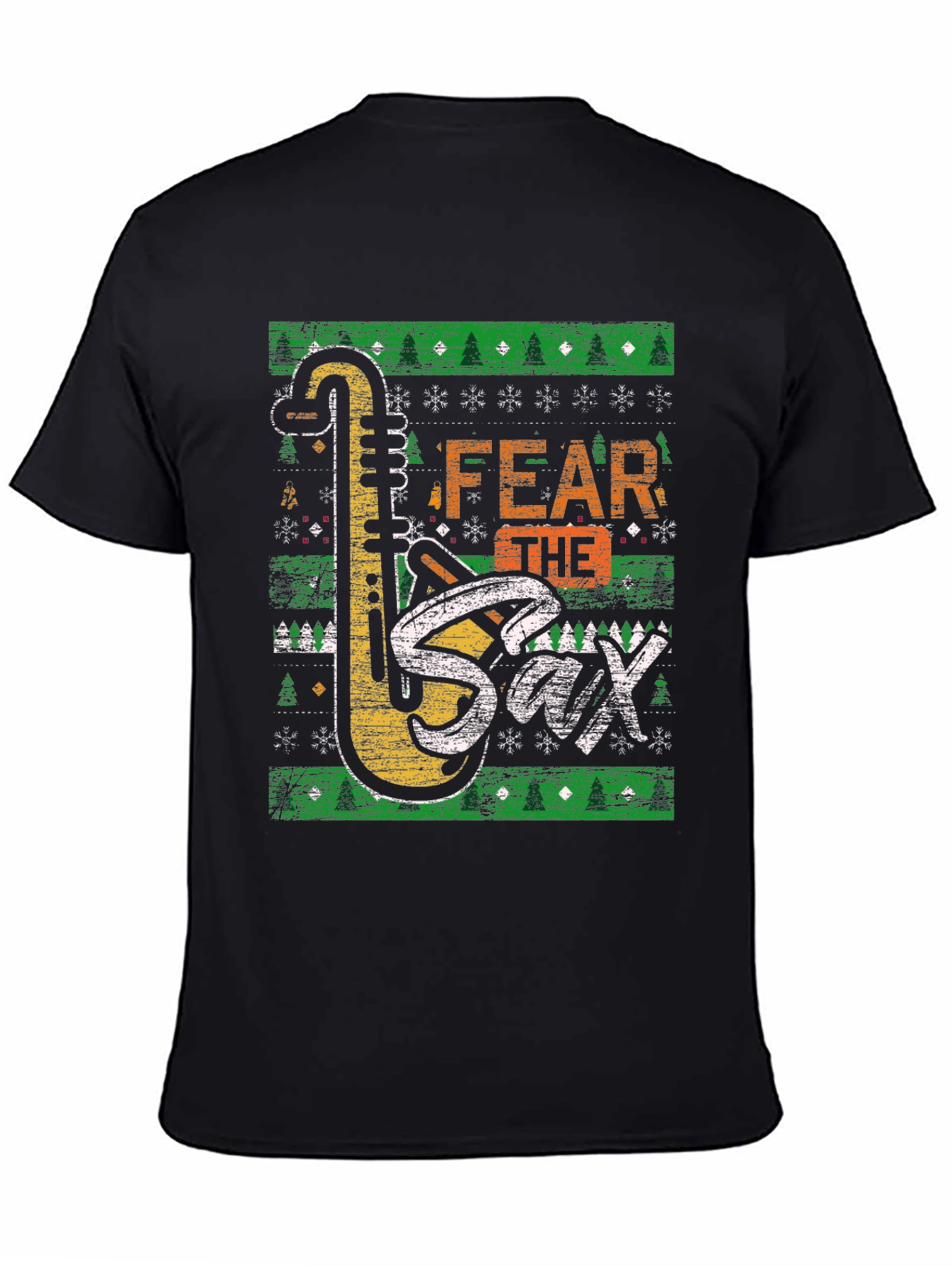 Fear the Sax Ugly Christmas Sweater Style T-Shirt