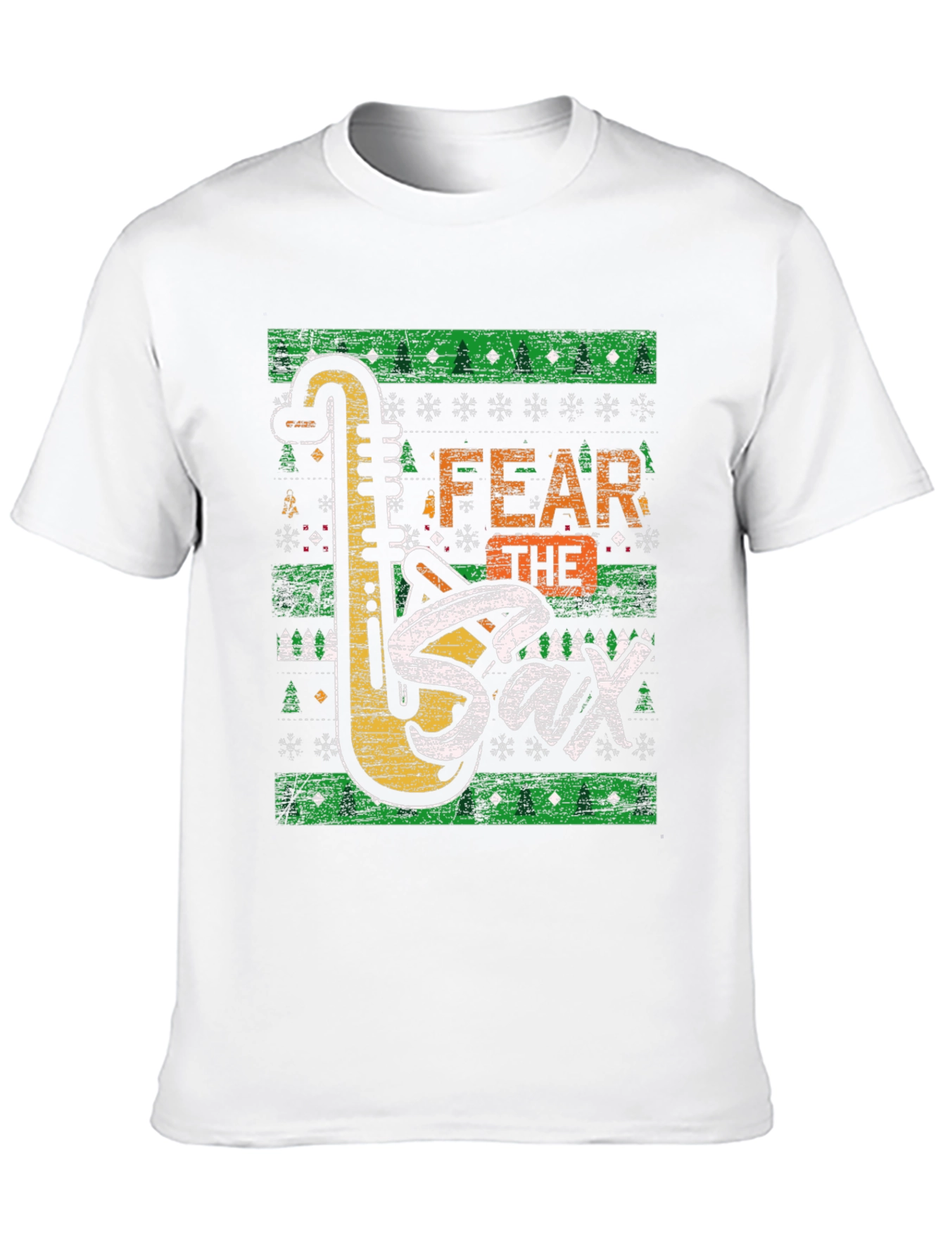 Fear the Sax Ugly Christmas Sweater Style T-Shirt