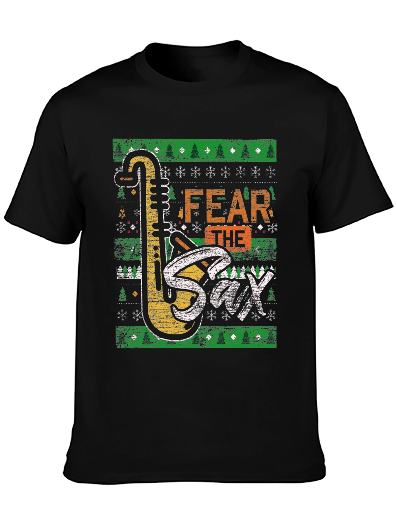 Fear the Sax Ugly Christmas Sweater Style T-Shirt