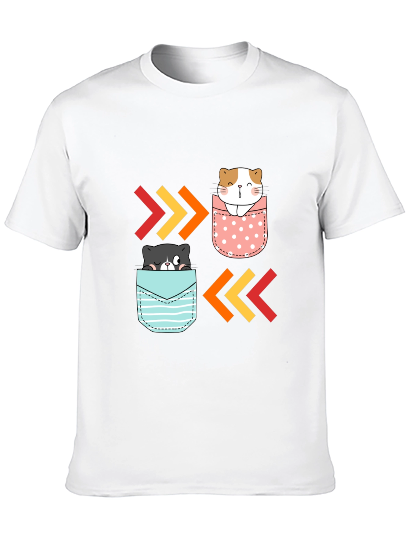 Cute Cats in Pockets Graphic T-Shirt
