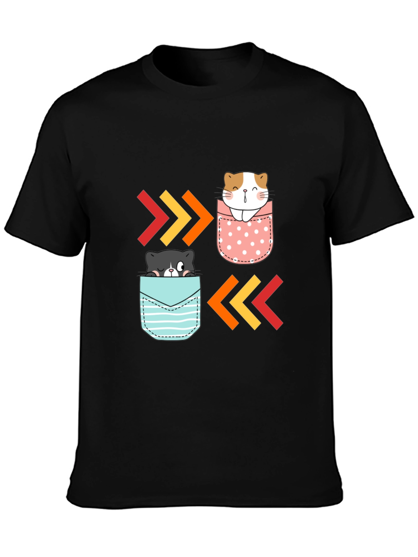 Cute Cats in Pockets Graphic T-Shirt