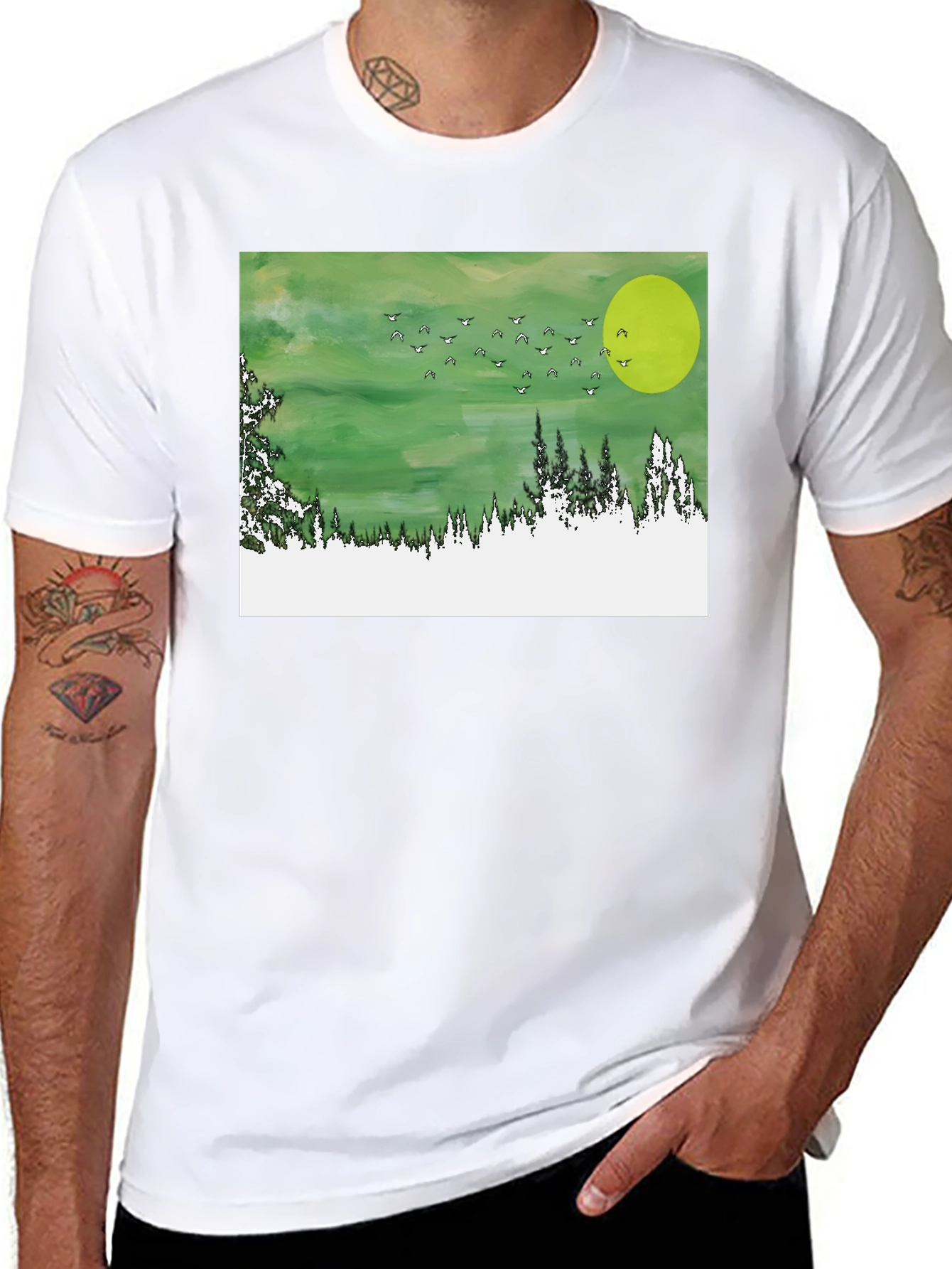 Green Landscape Graphic Tee - Mens Black T-Shirt