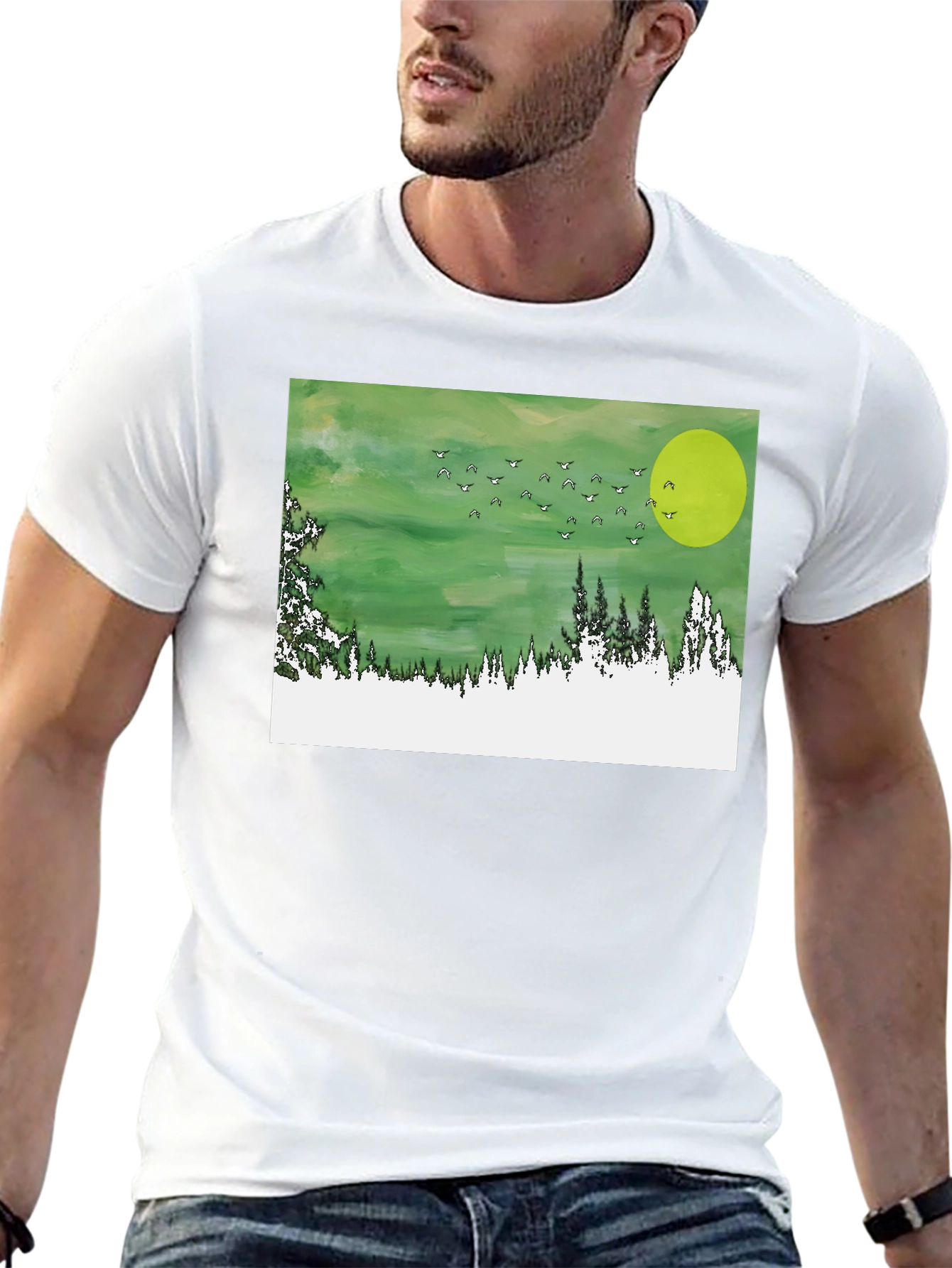 Green Landscape Graphic Tee - Mens Black T-Shirt