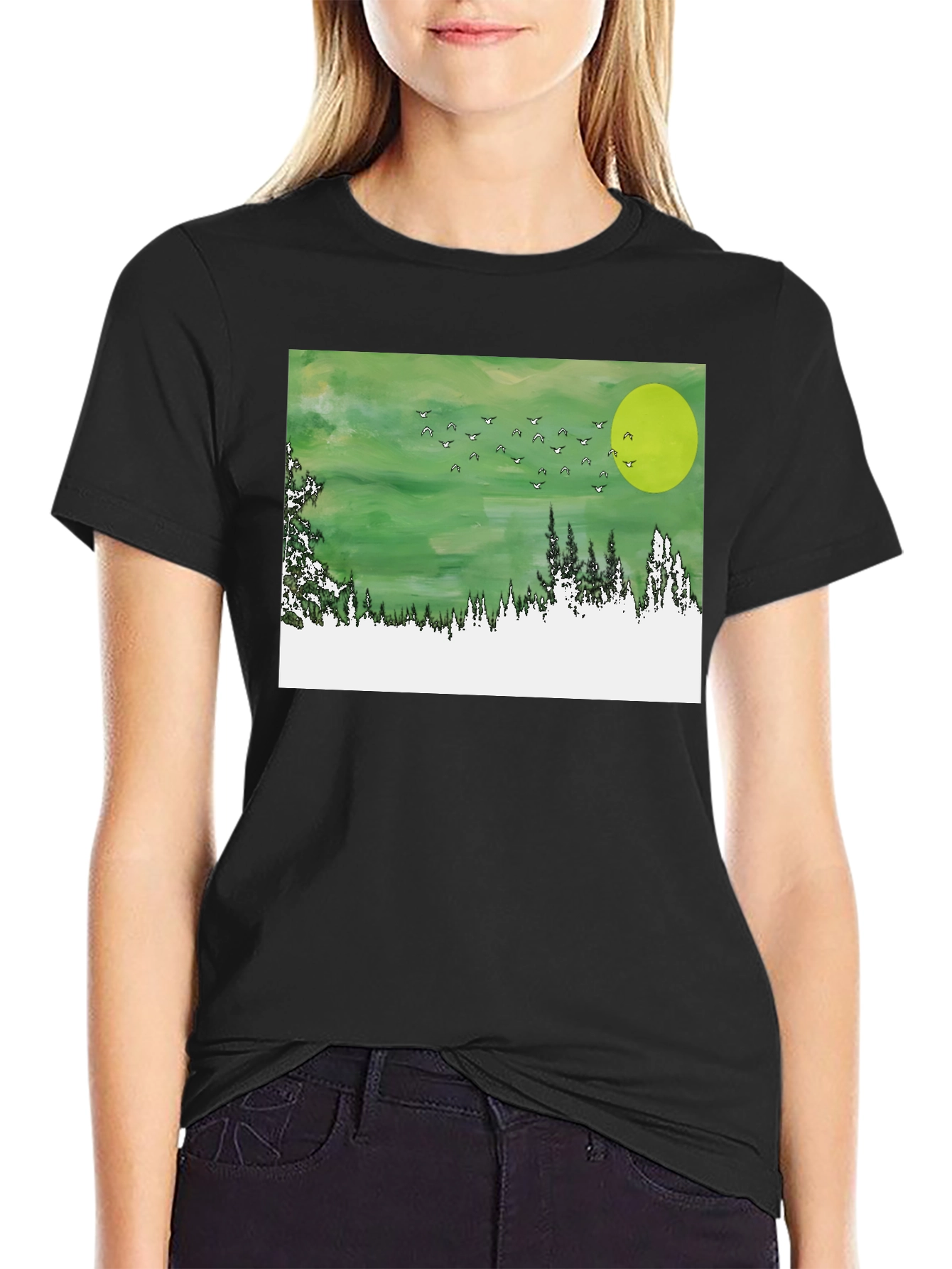 Green Landscape Graphic Tee - Mens Black T-Shirt