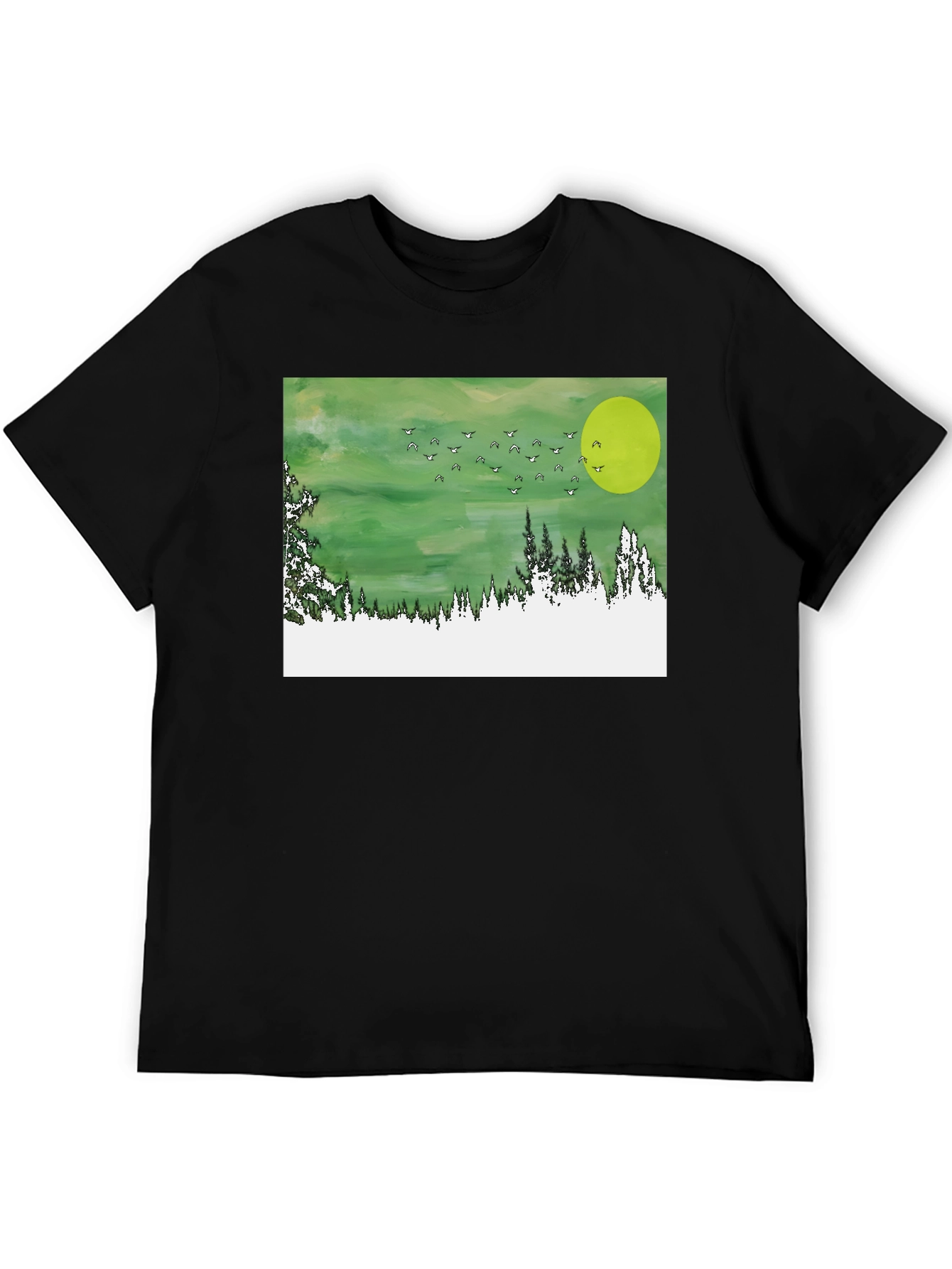 Green Landscape Graphic Tee - Mens Black T-Shirt