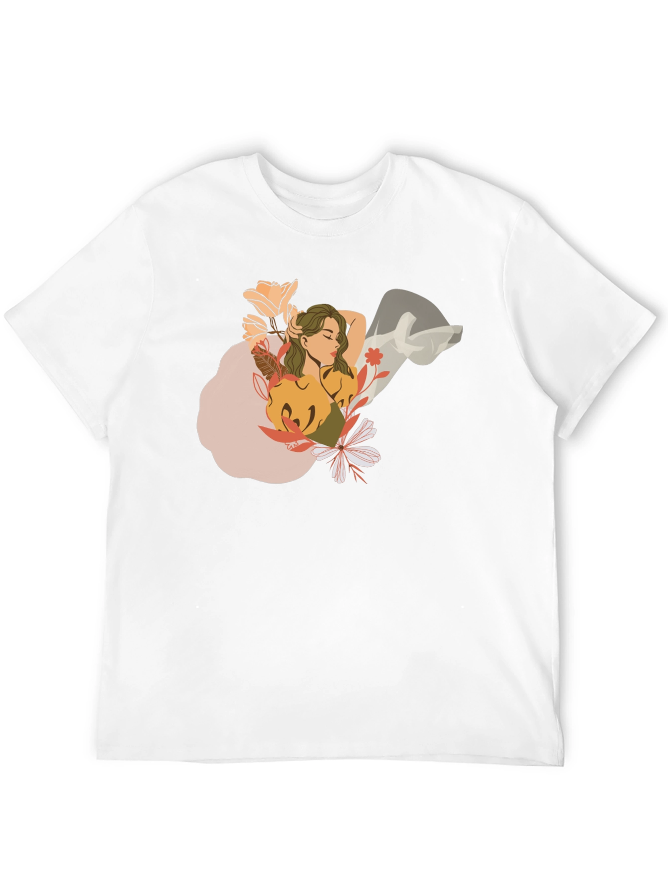 Floral Woman Graphic Black T-Shirt