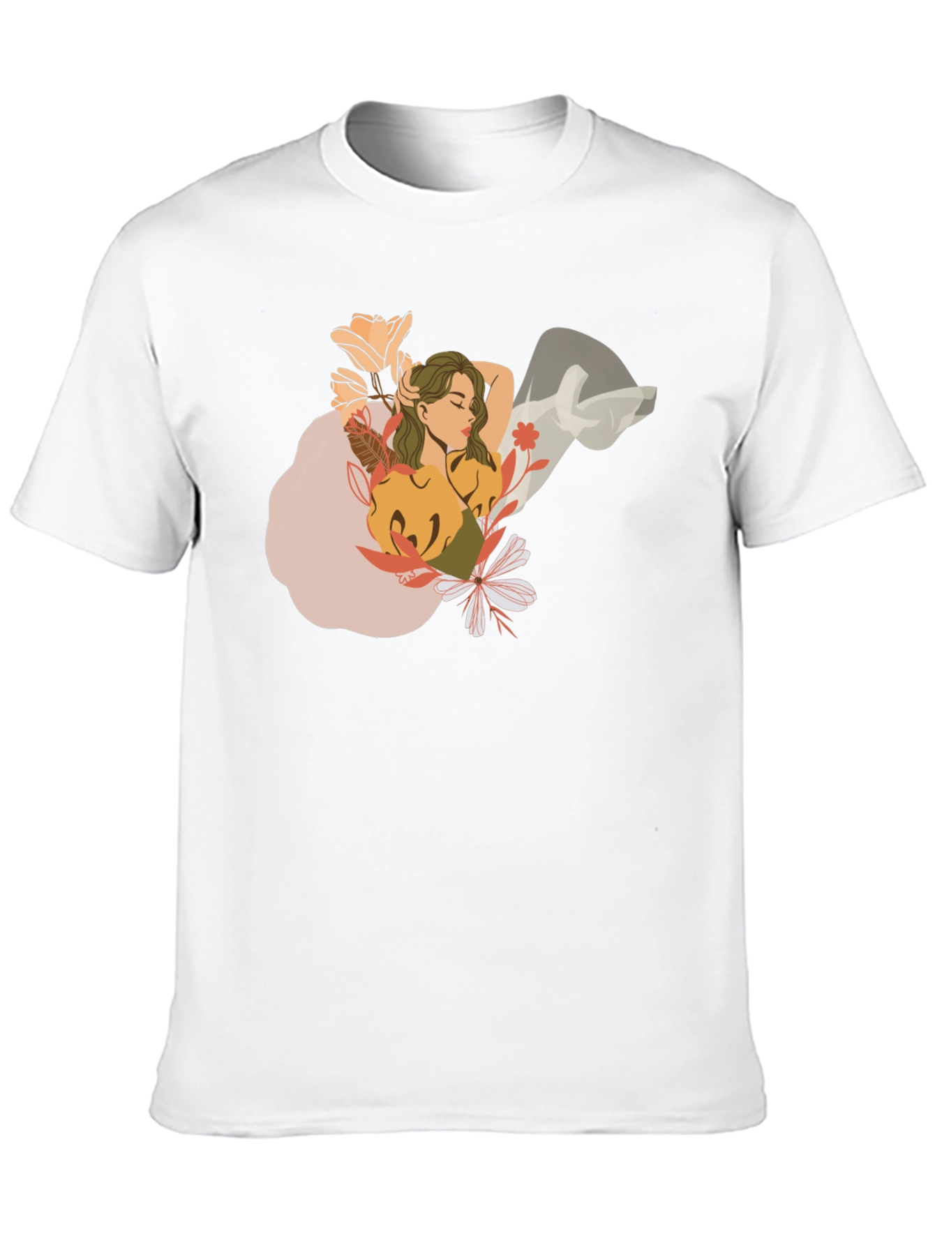 Floral Woman Graphic Black T-Shirt