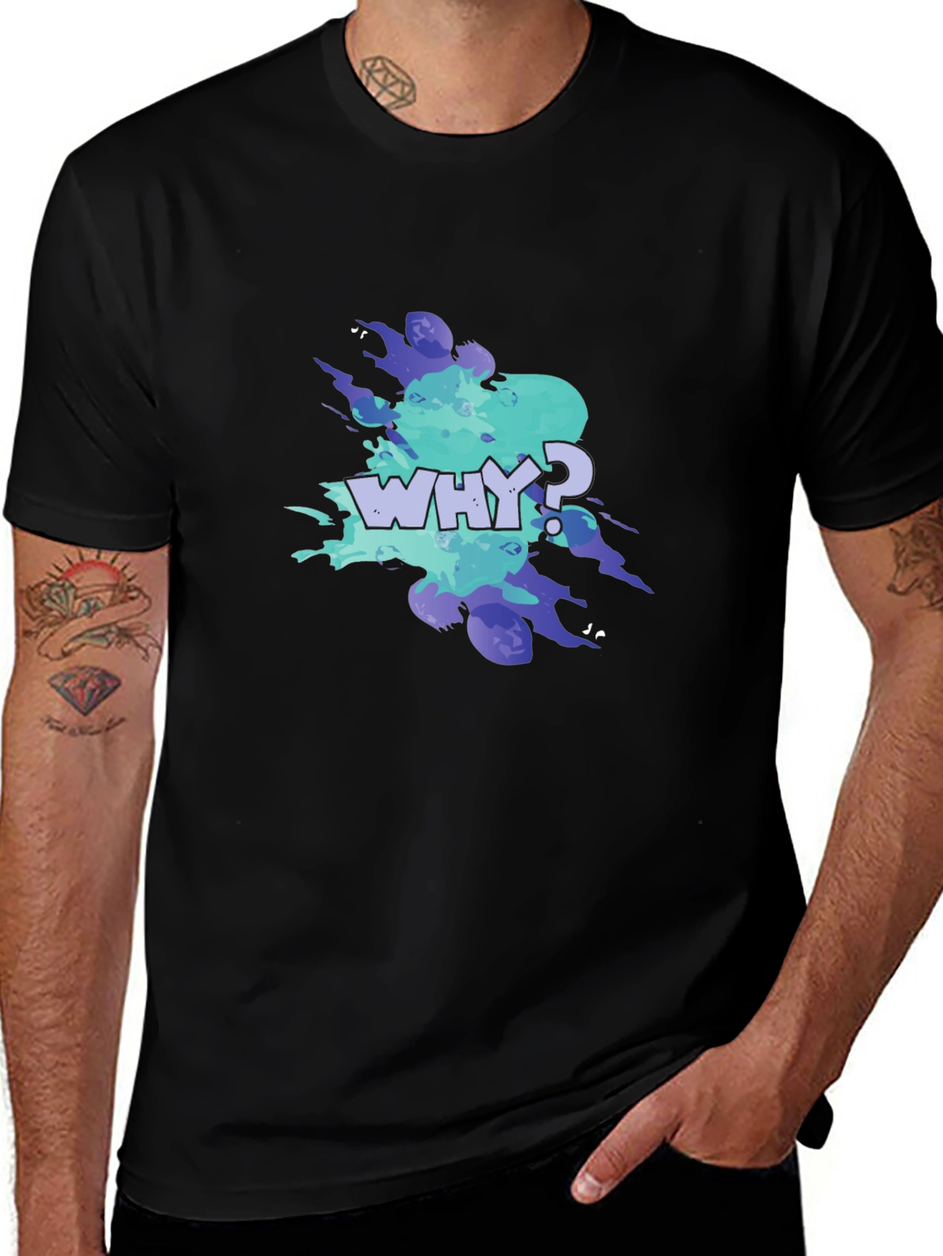 Why? Graphic Tee - Trendy Mens Black T-Shirt