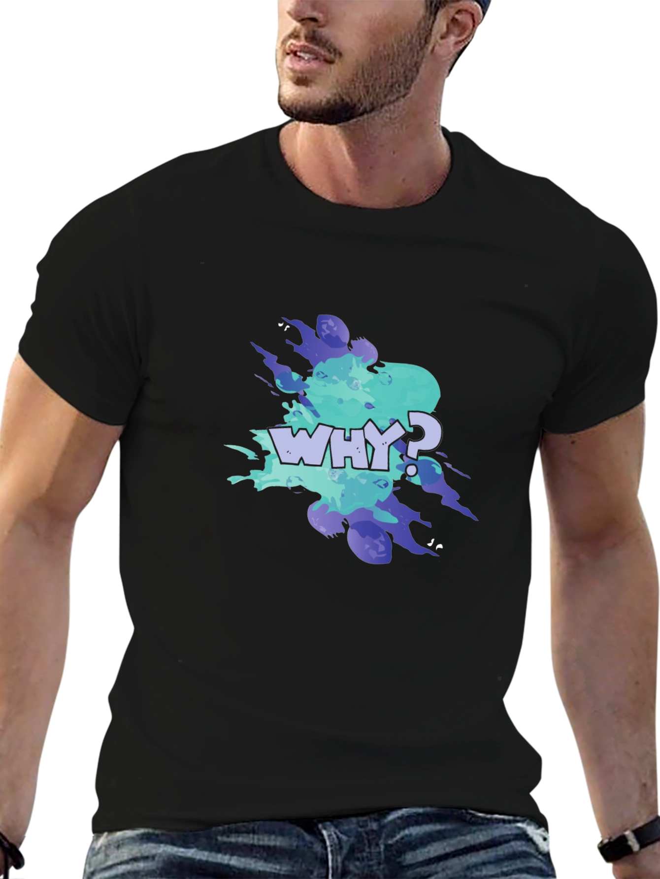 Why? Graphic Tee - Trendy Mens Black T-Shirt