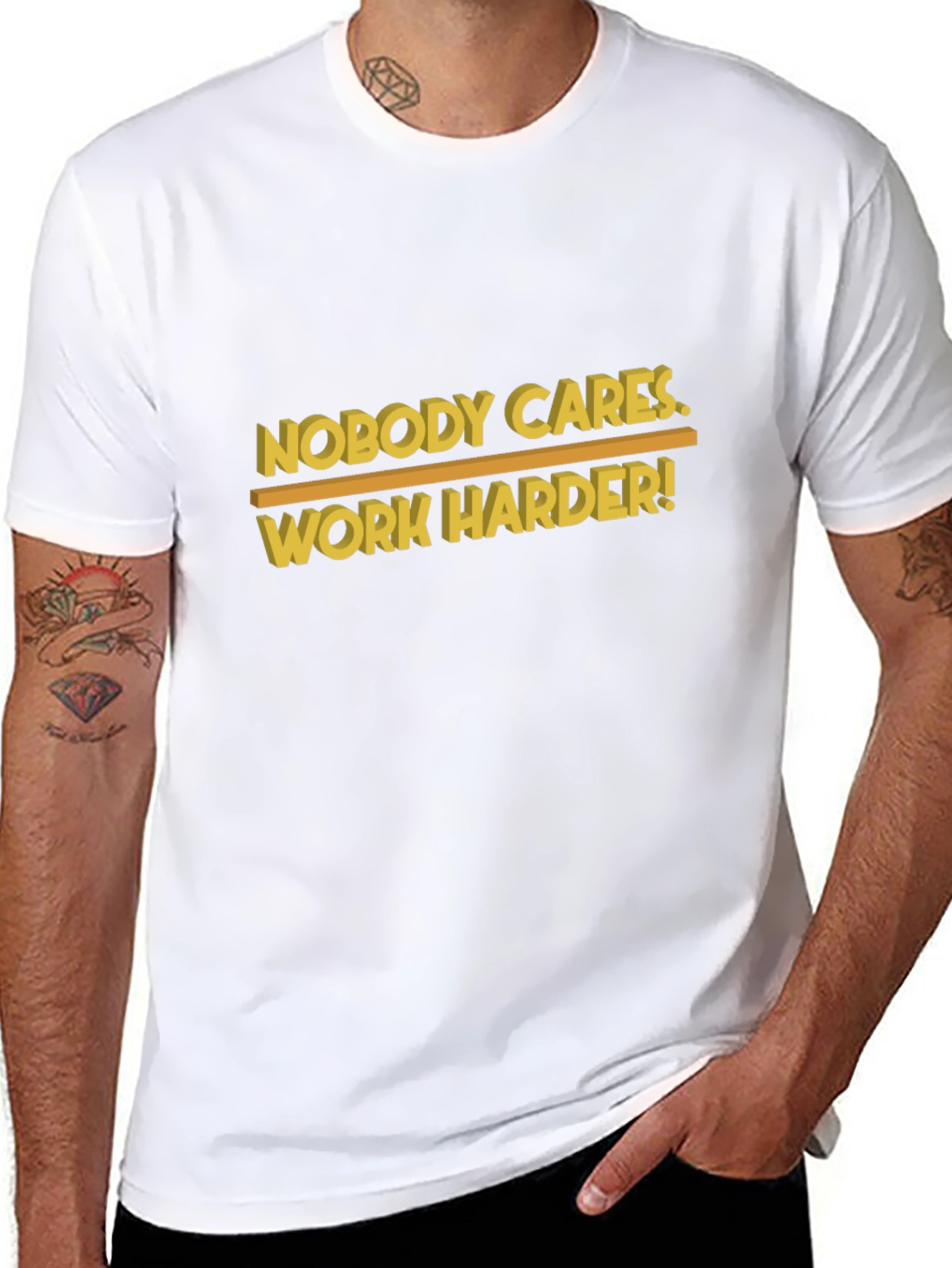 Nobody Cares Work Harder Black Graphic T-Shirt